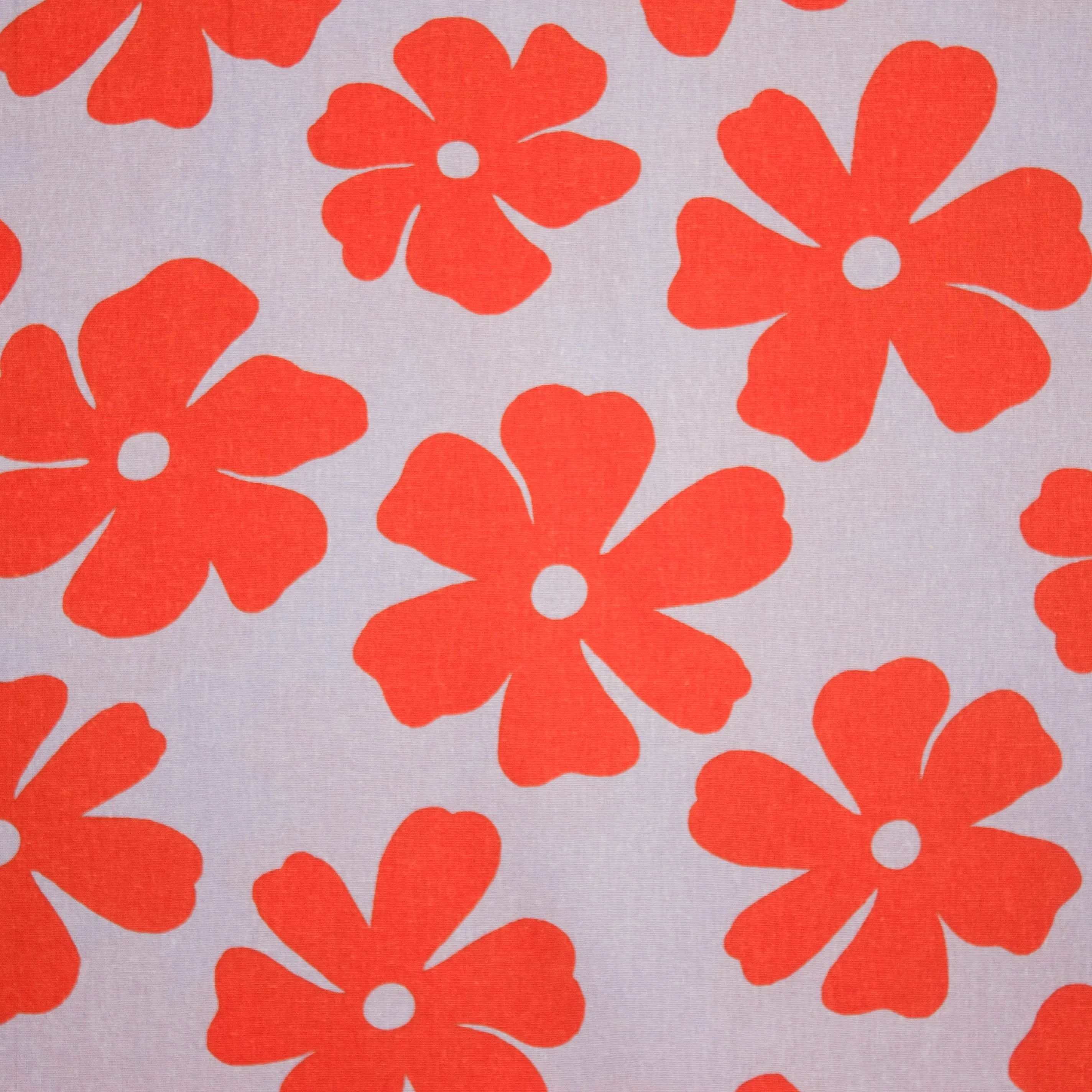 Linnen viscose zacht paars met oranje bloemen