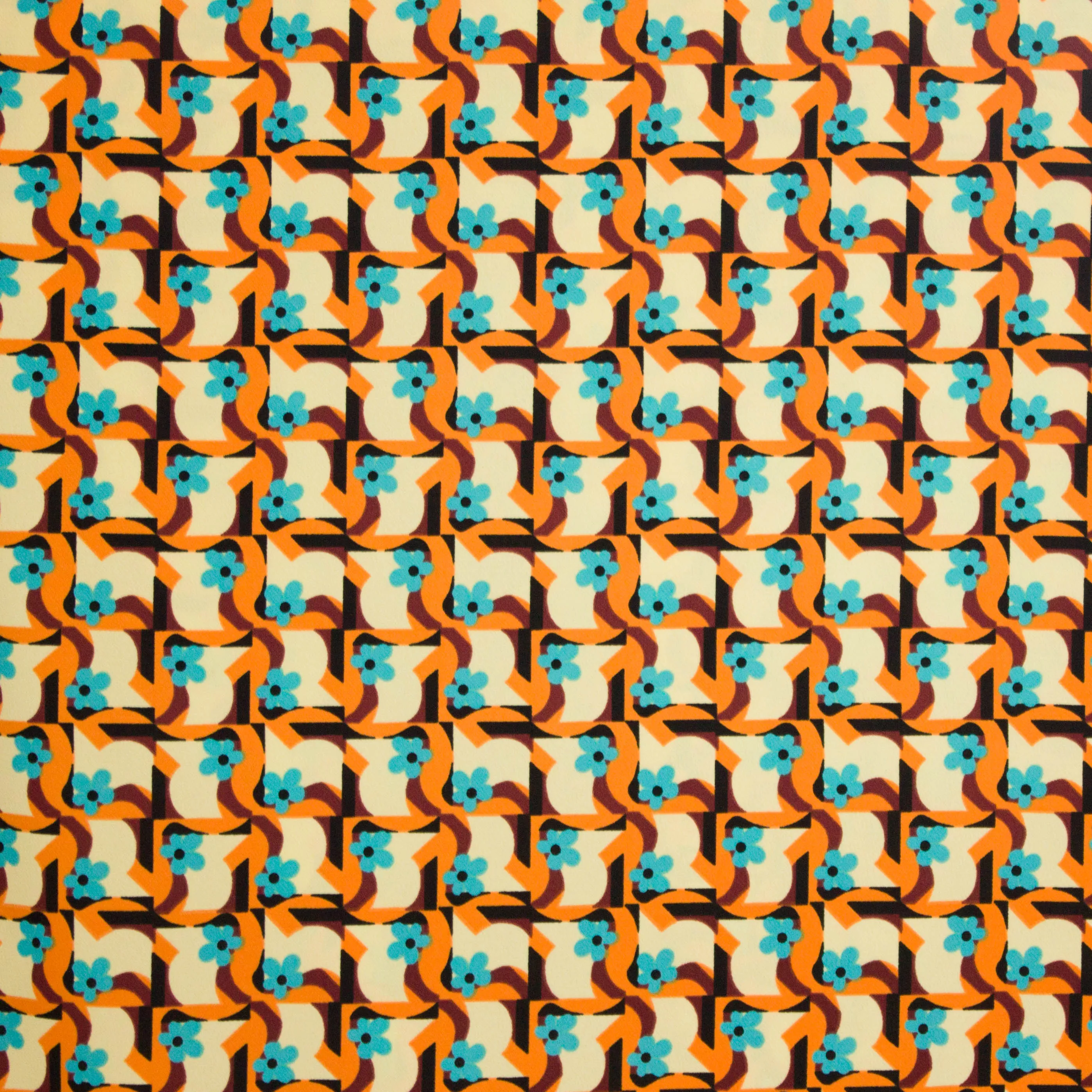 Polyester geel retro motief