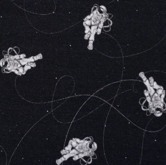 French terry zwart met astronauten