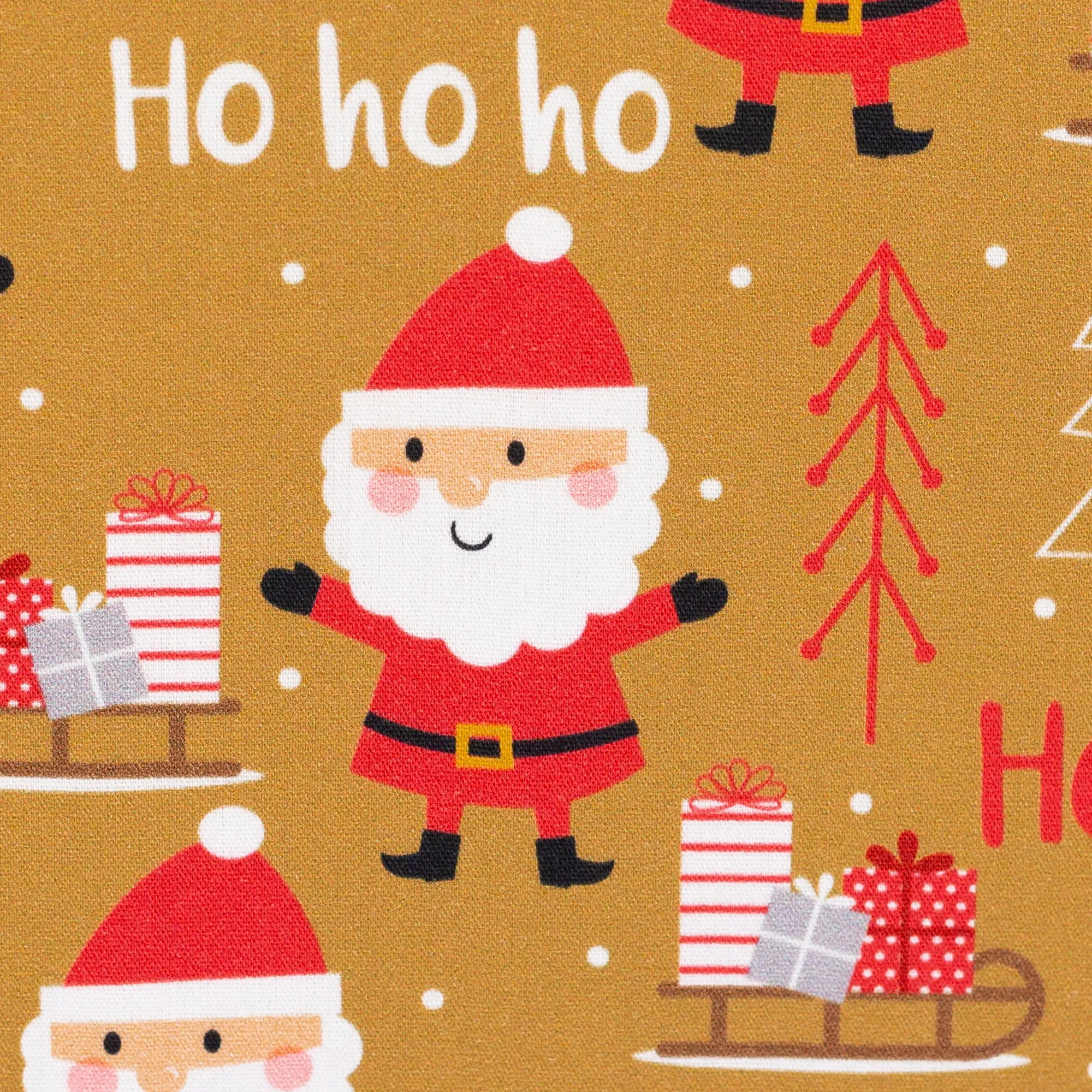 Katoen oker met kerstmannen 'Kim'