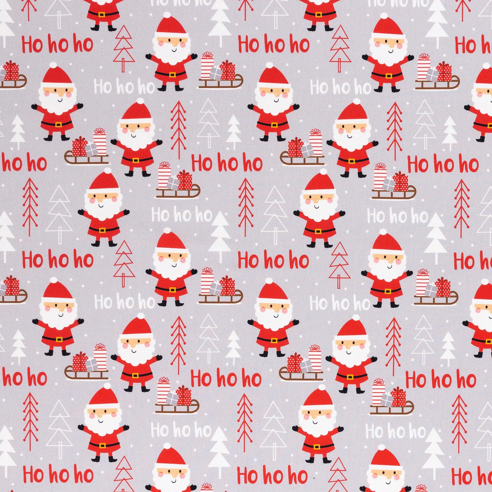 Katoen lichtgrijs met kerstmannen 'Kim'