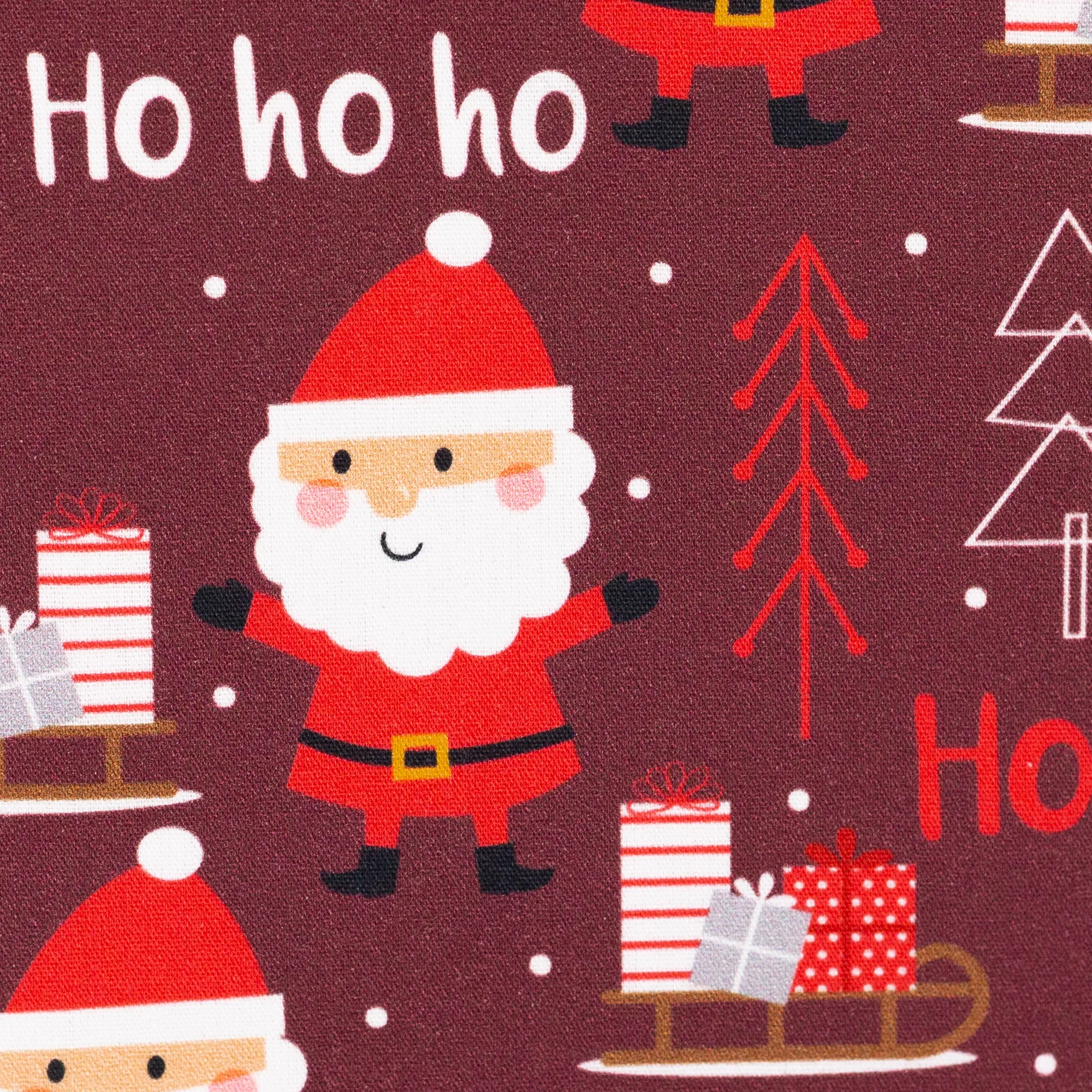 Katoen bordeaux met kerstmannen 'Kim'