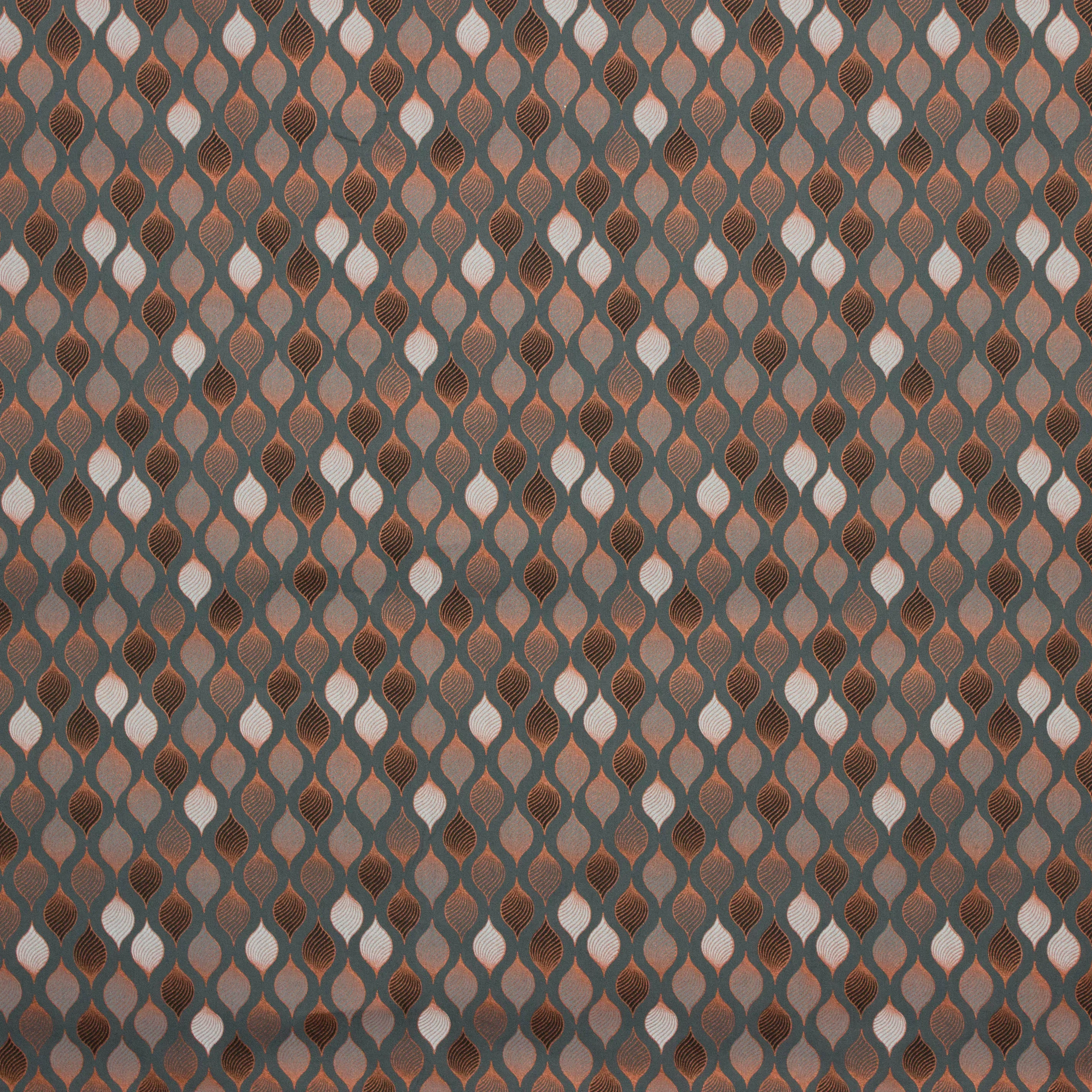 Katoen poplin grijs met kerstprint bedrukt met folie