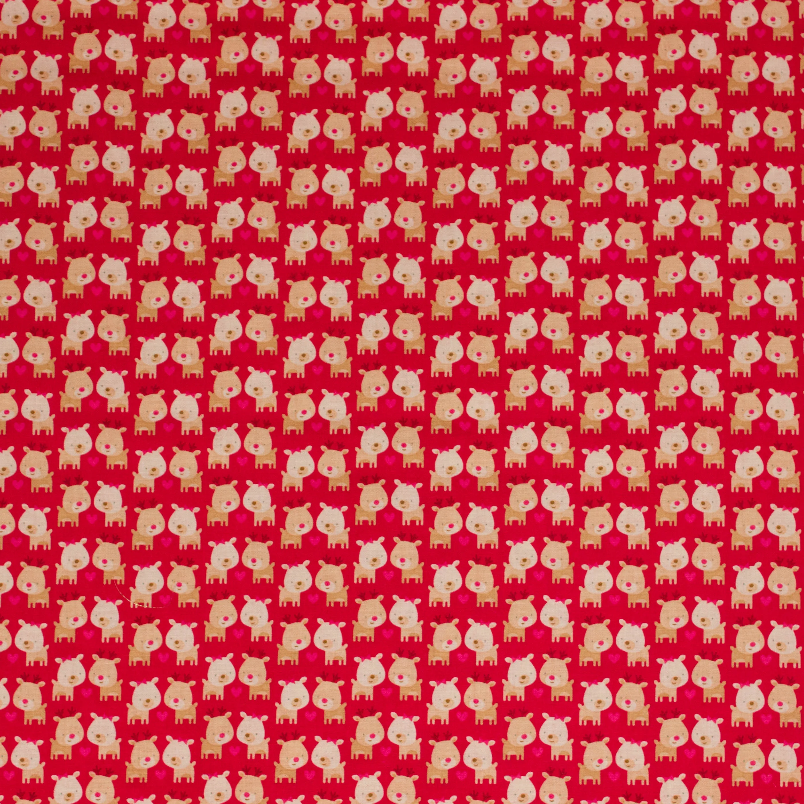 Katoen rood met kleine rendieren