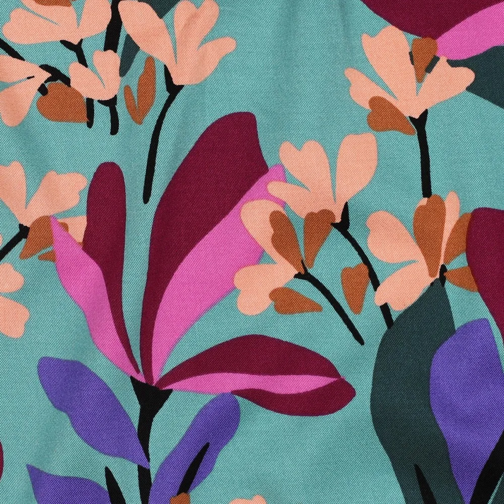 Viscose stretch met kleurrijke bloemen