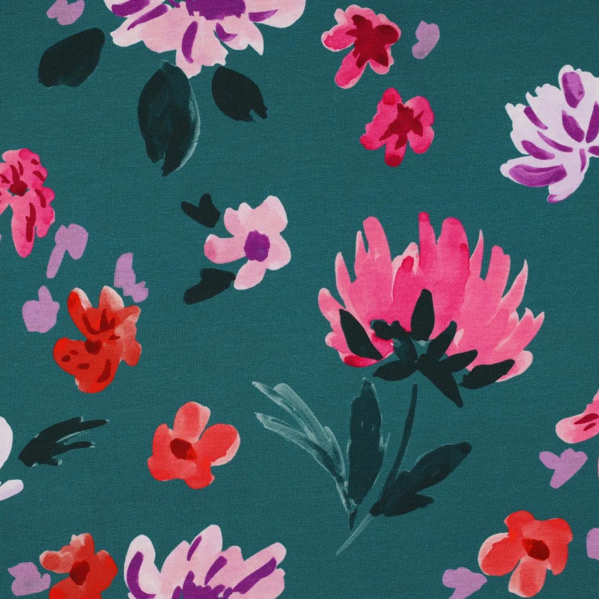 French terry petrol met bloemen - Nerida Hansen