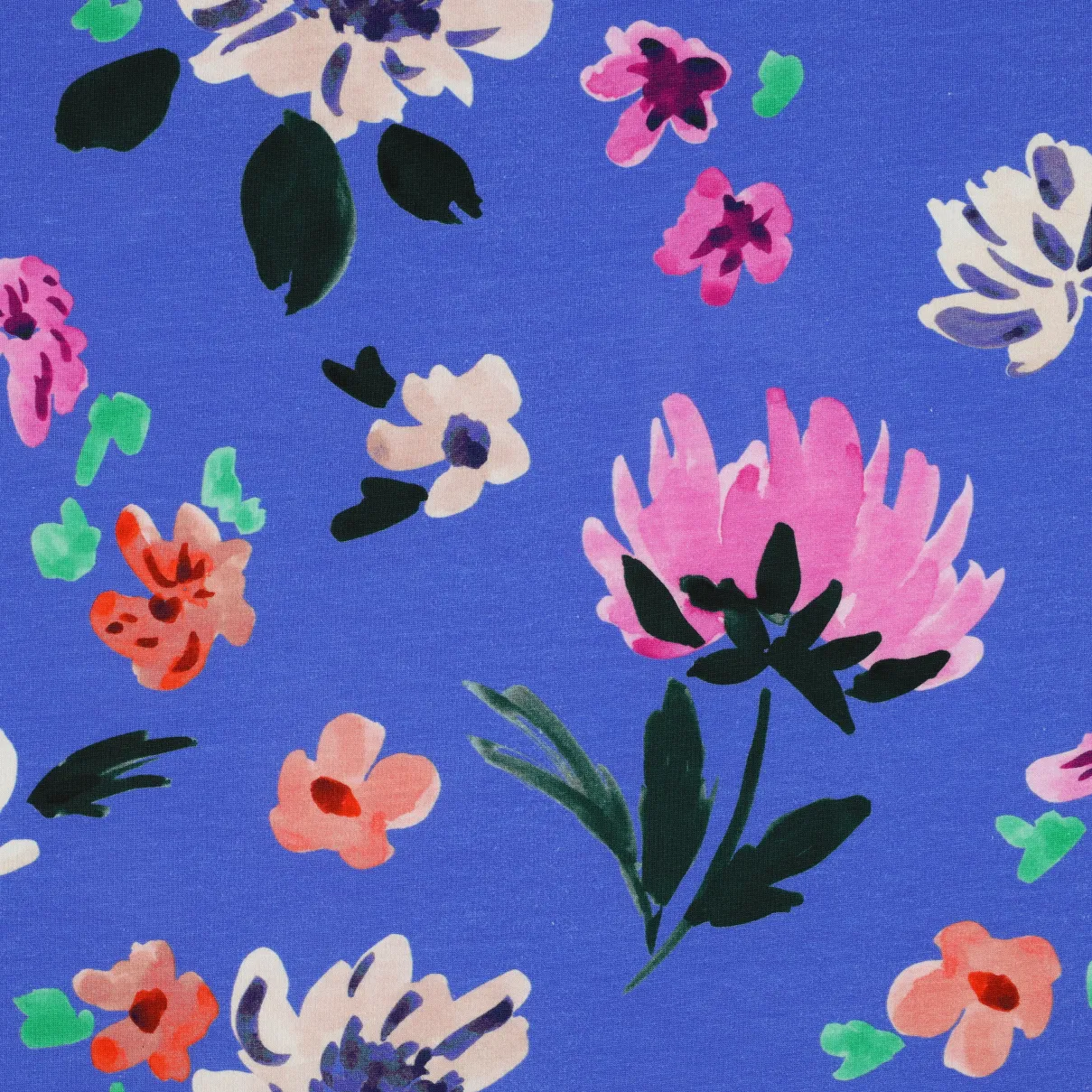 French terry blauw met bloemen - Nerida Hansen