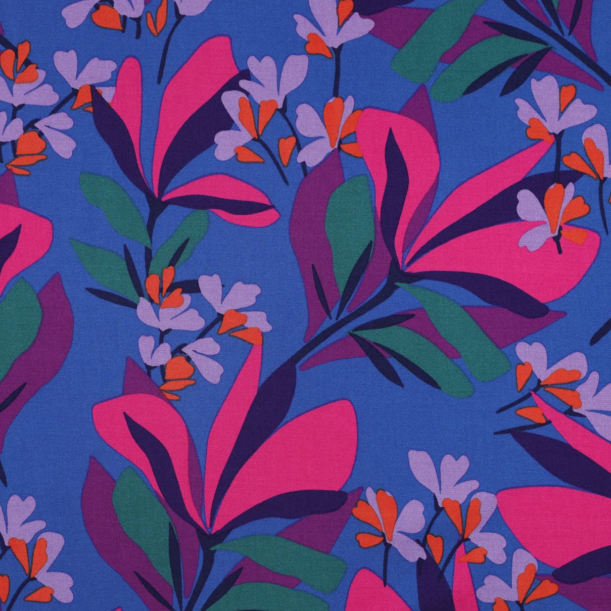 Viscose stretch blauw met kleurrijke bloemen - Nerida Hansen