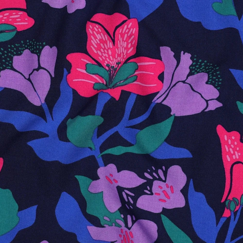 Lenzing ecovero blauw met bloemen