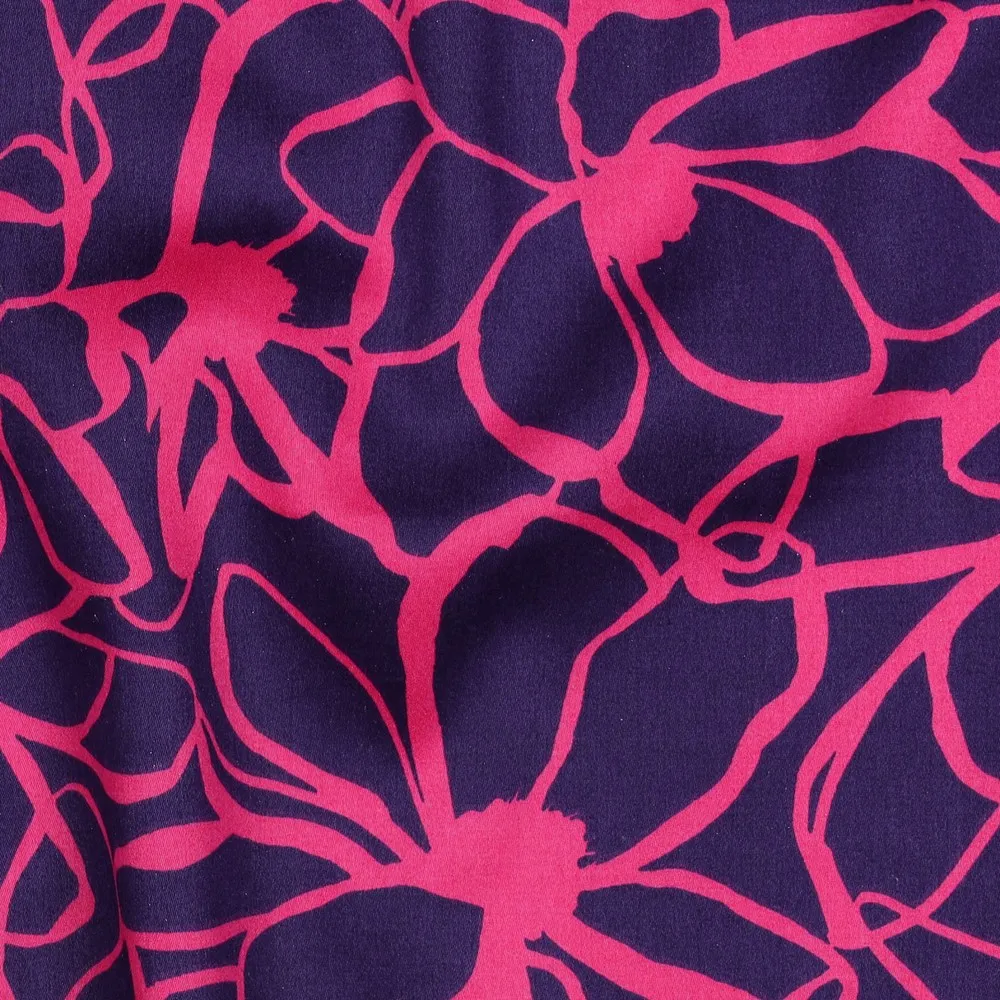 Katoen satijn paars met roze bloemen - Nerida Hansen
