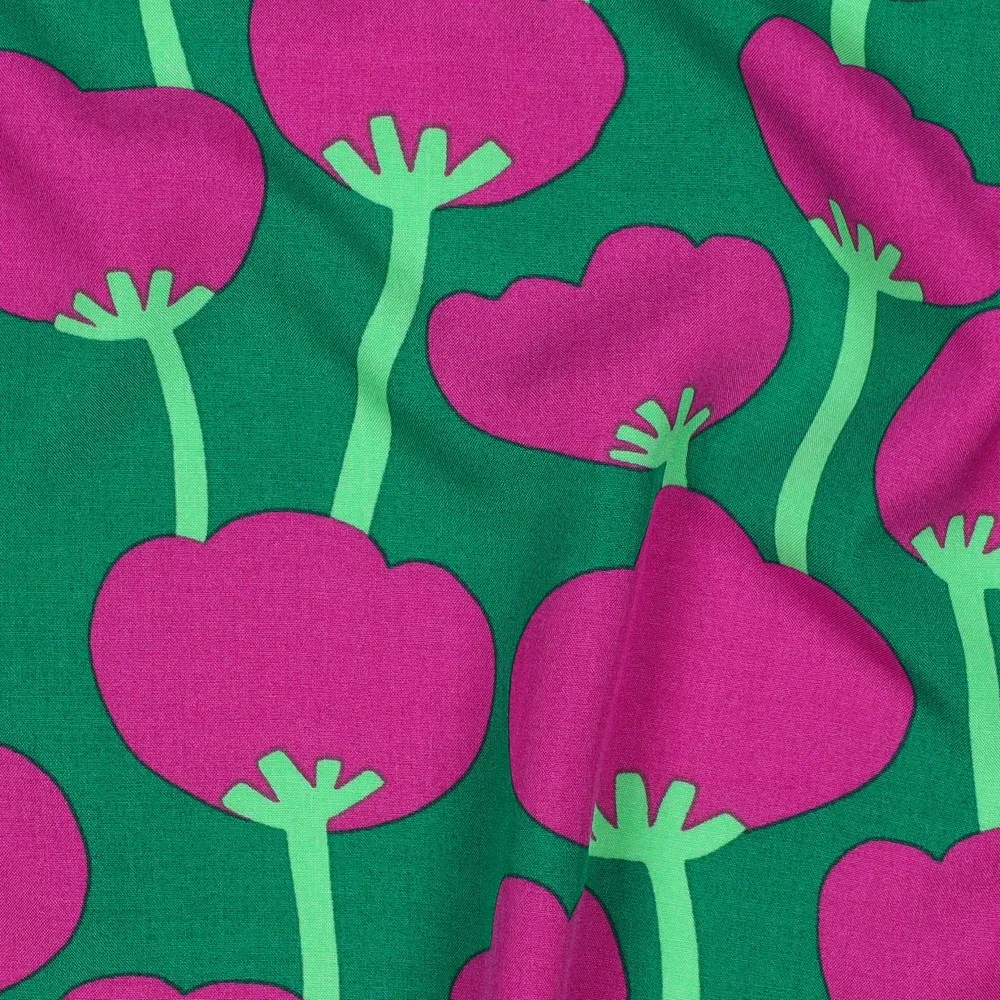 Lenzing ecovero groen met poppies - Nerida Hansen