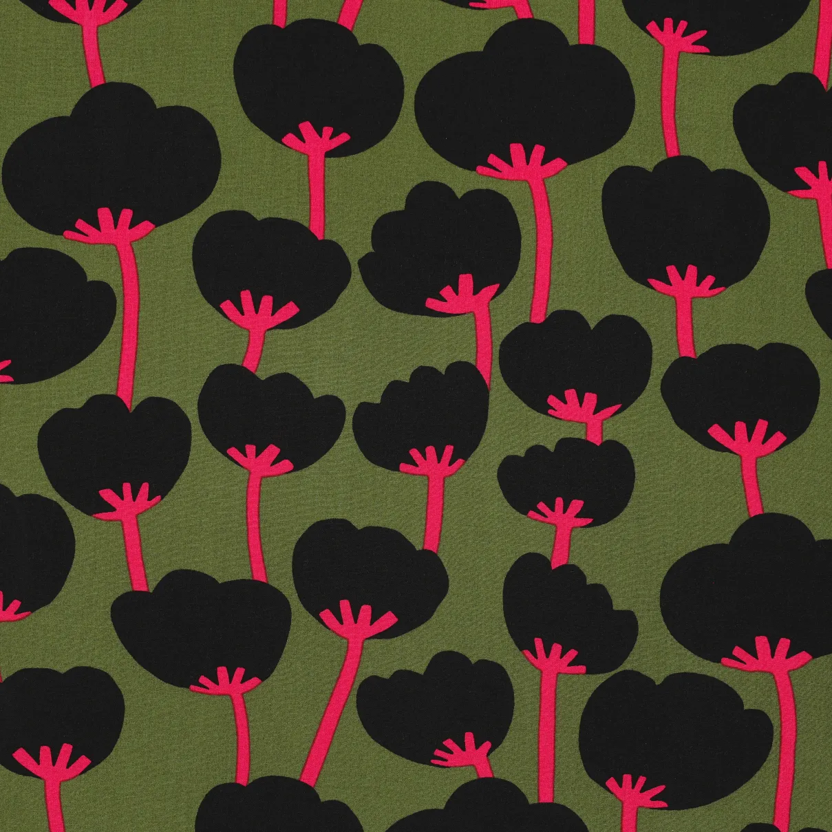 Lenzing ecovero kaki met poppies - Nerida Hansen