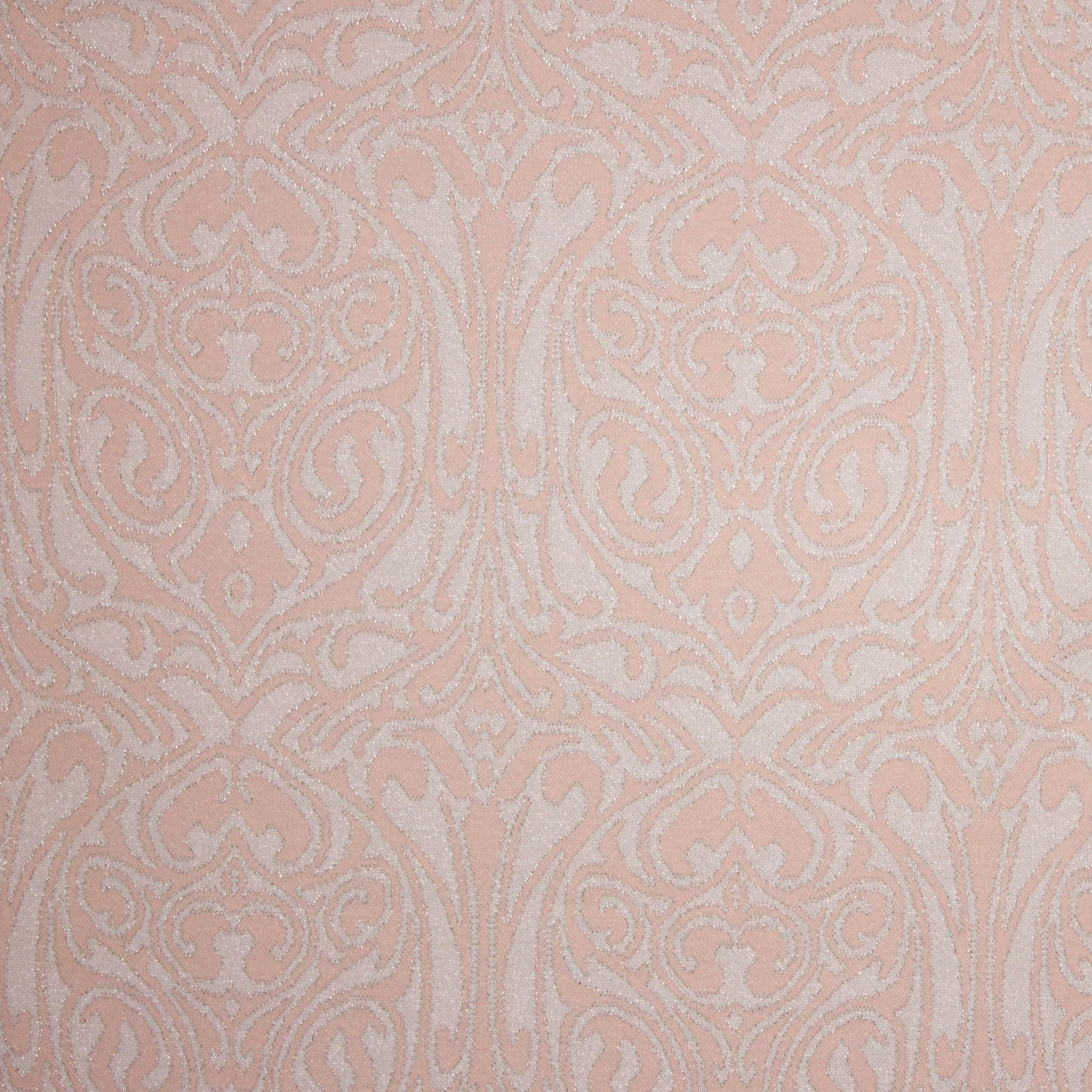 Jacquard tricot barok zalmroze zilverdraad