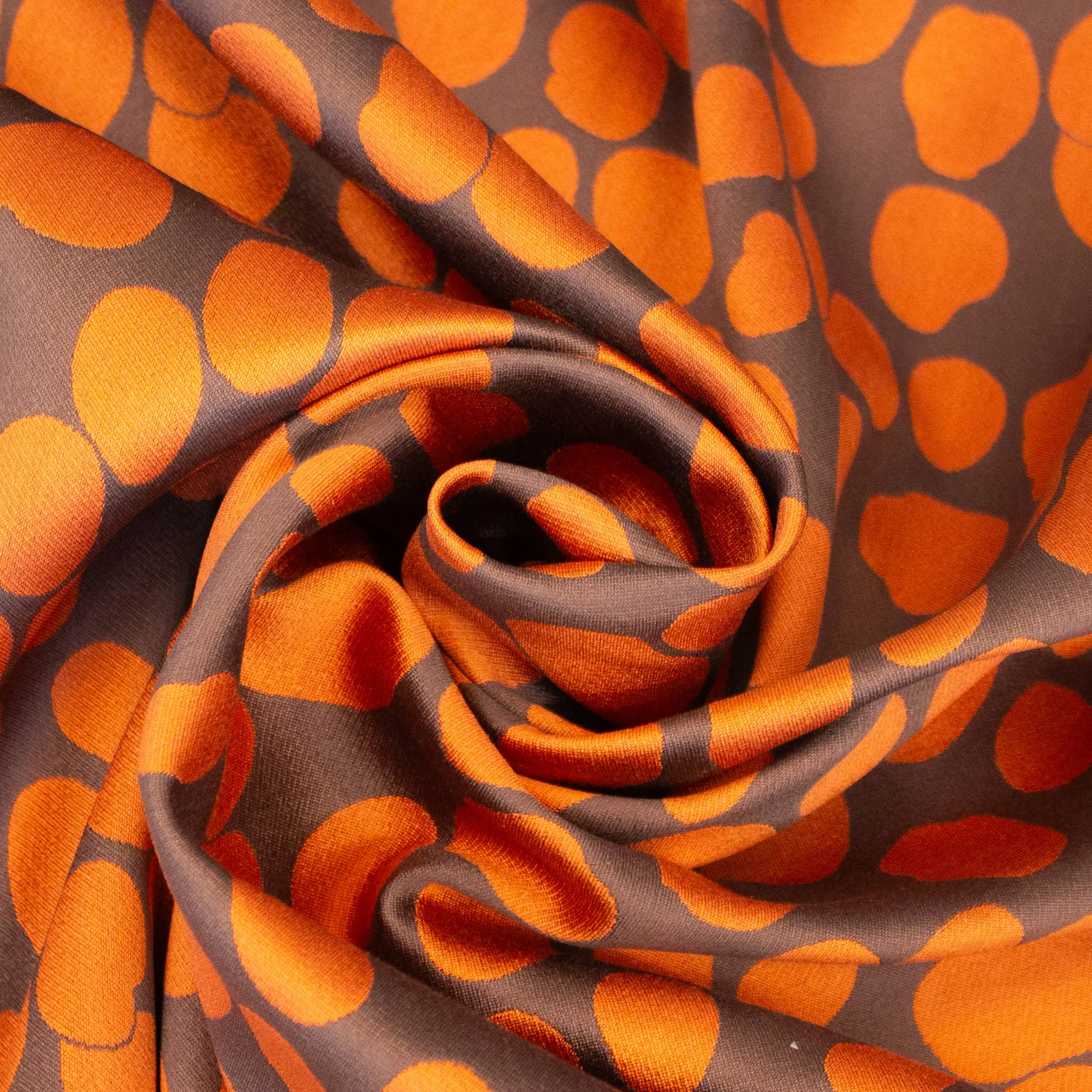 Dubbelzijdige zijde jacquard oranje met bollen - Lorré