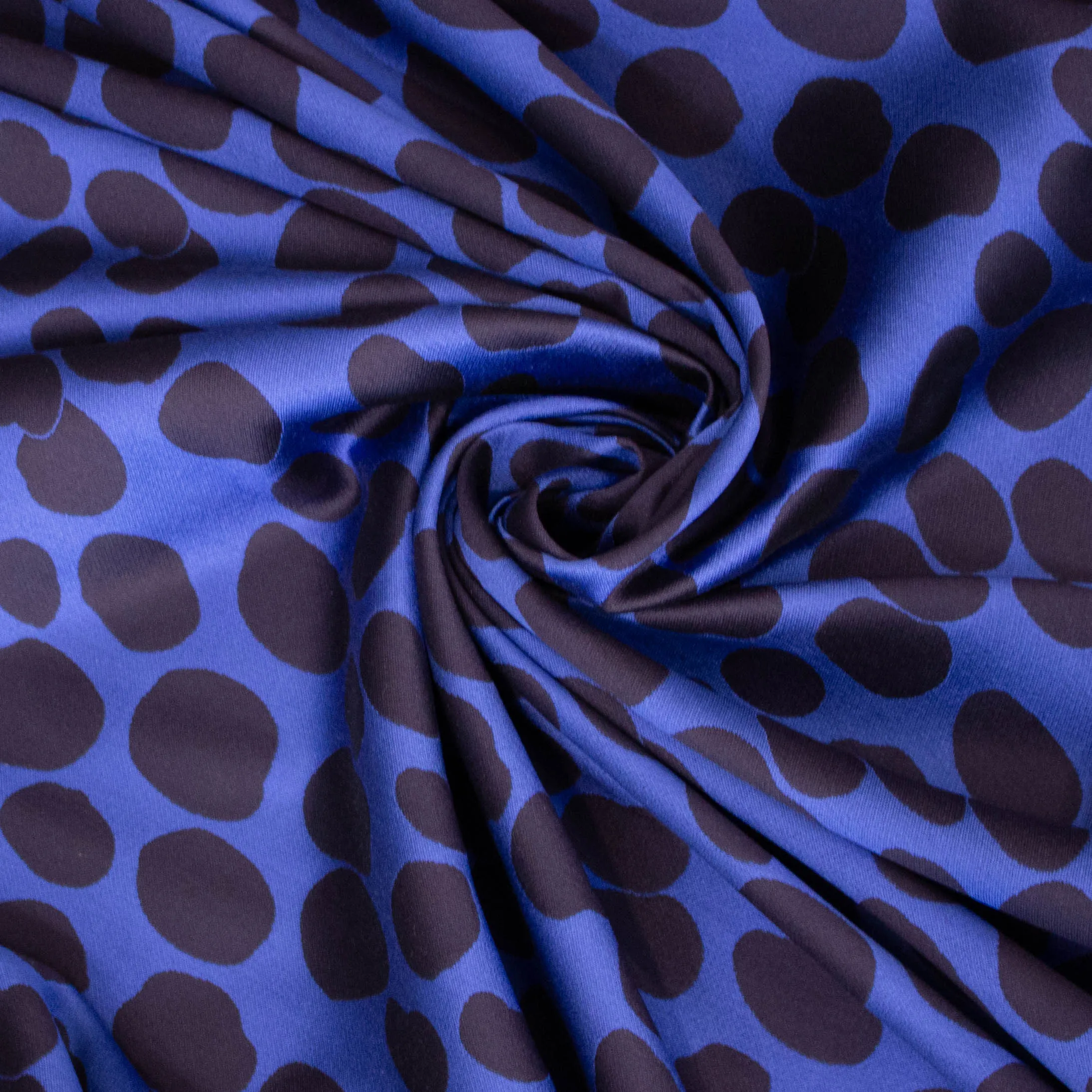 Dubbelzijdige zijde jacquard marine blauw met bollen - Lorré
