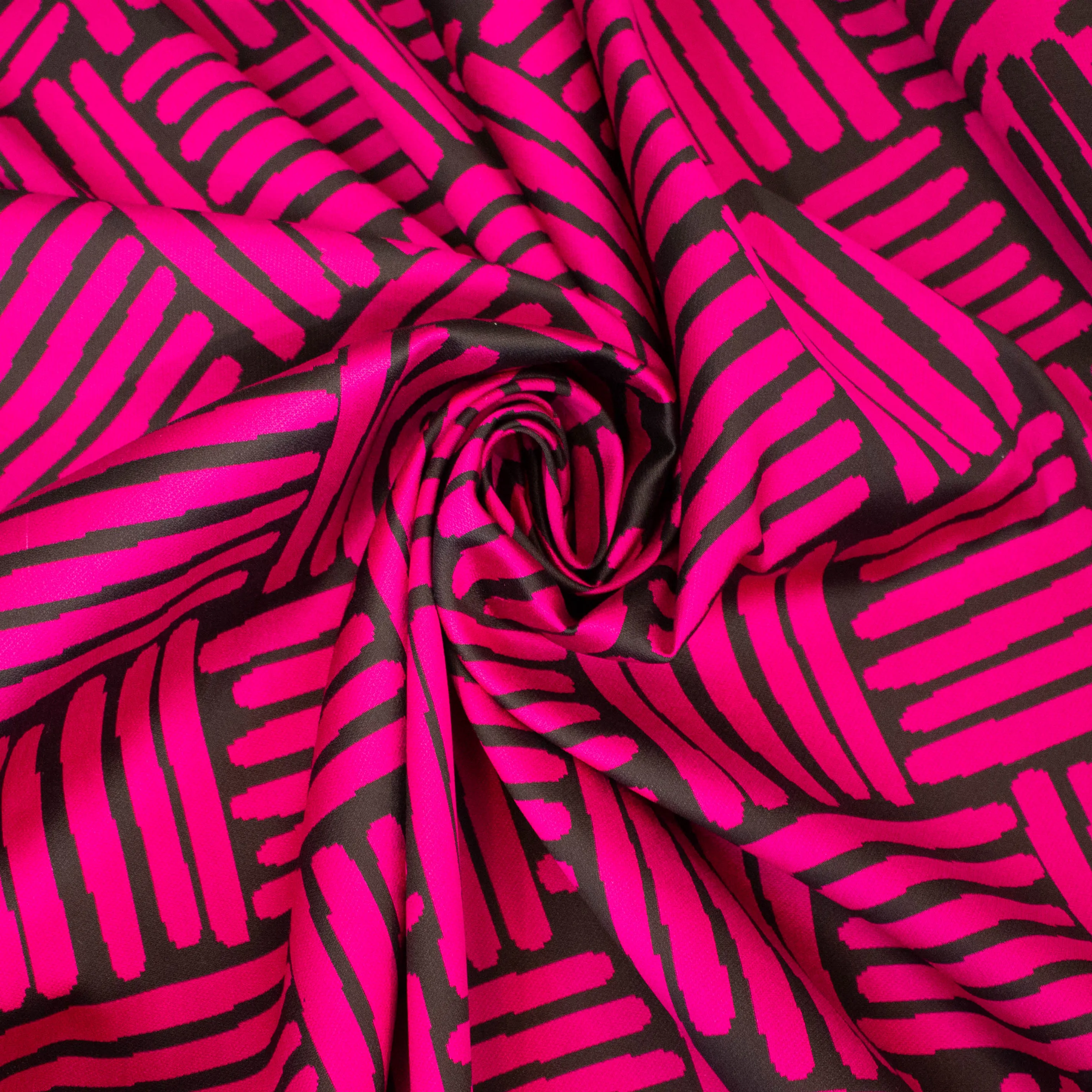 Dubbelzijdige zijde jacquard fuchsia roze strepen - Lorré