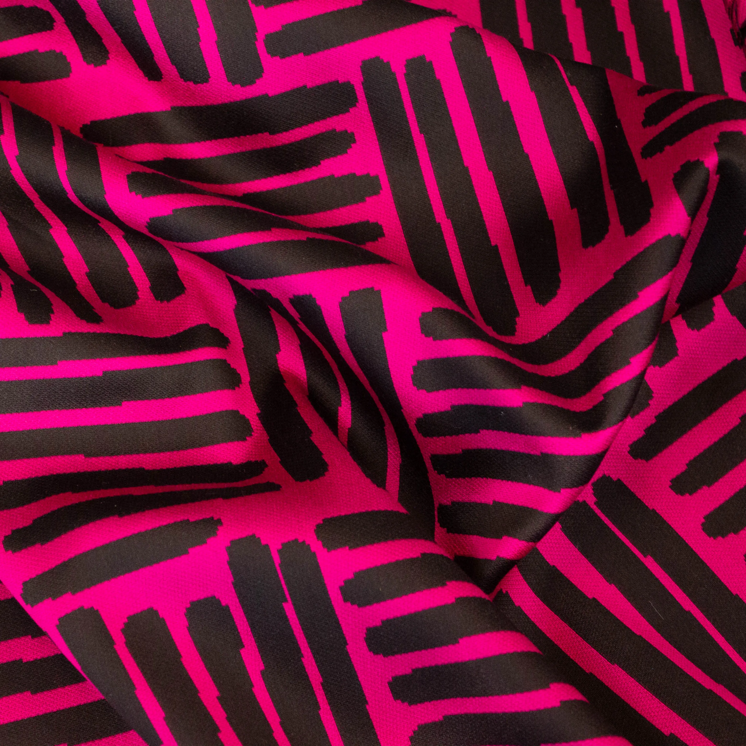 Dubbelzijdige zijde jacquard fuchsia roze strepen - Lorré