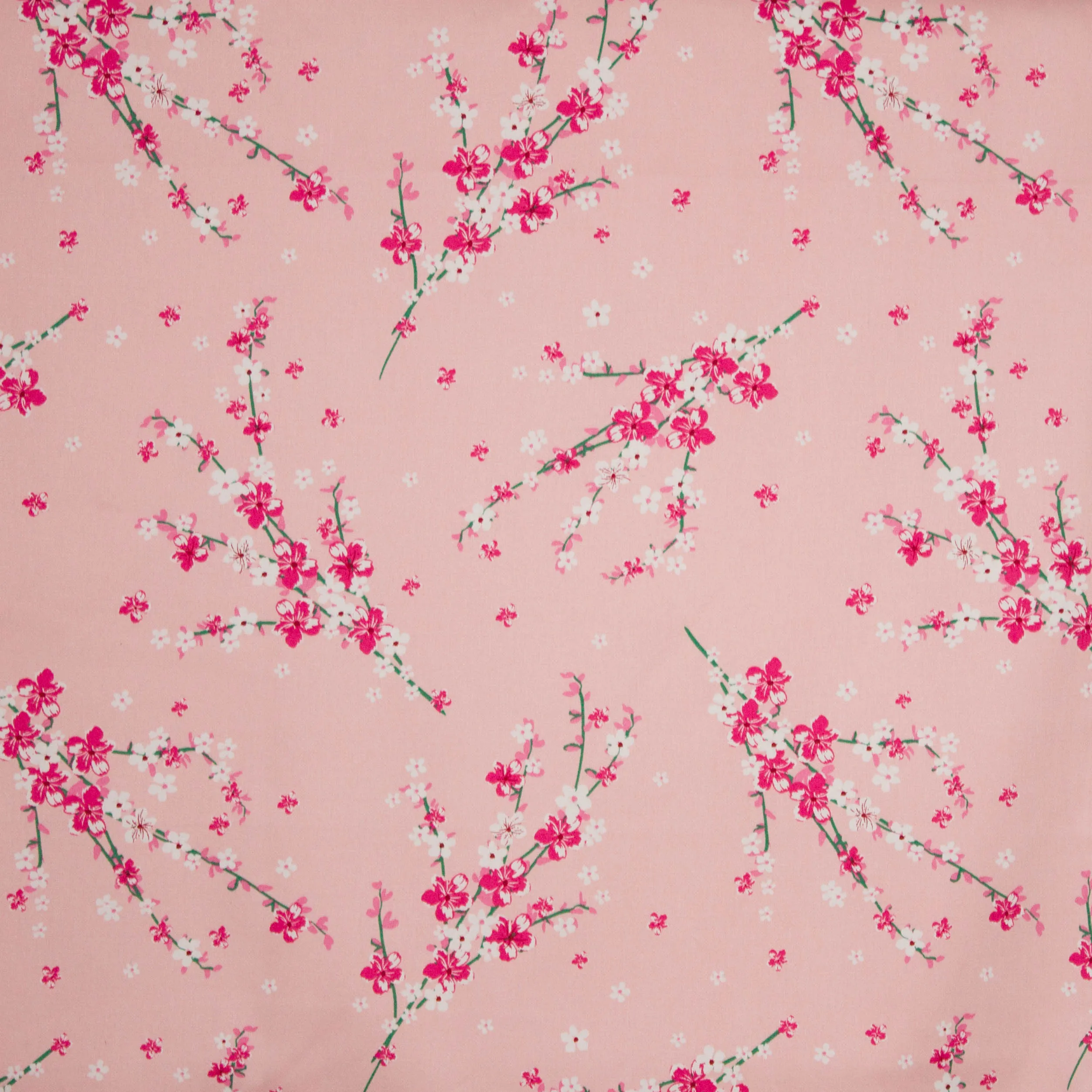 Katoen stretch roze bloesem