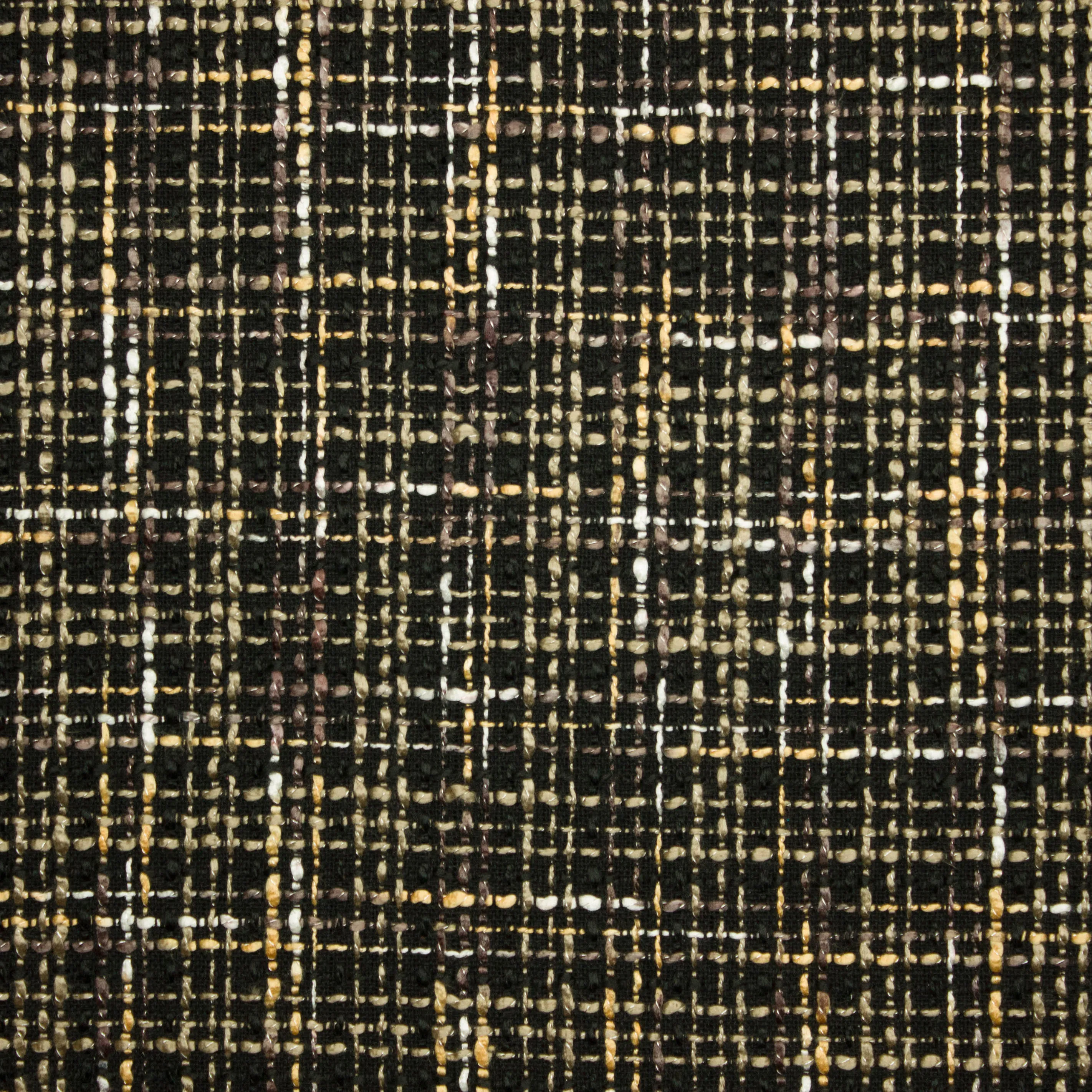 Bouclé zwart met bruin/geel patroon