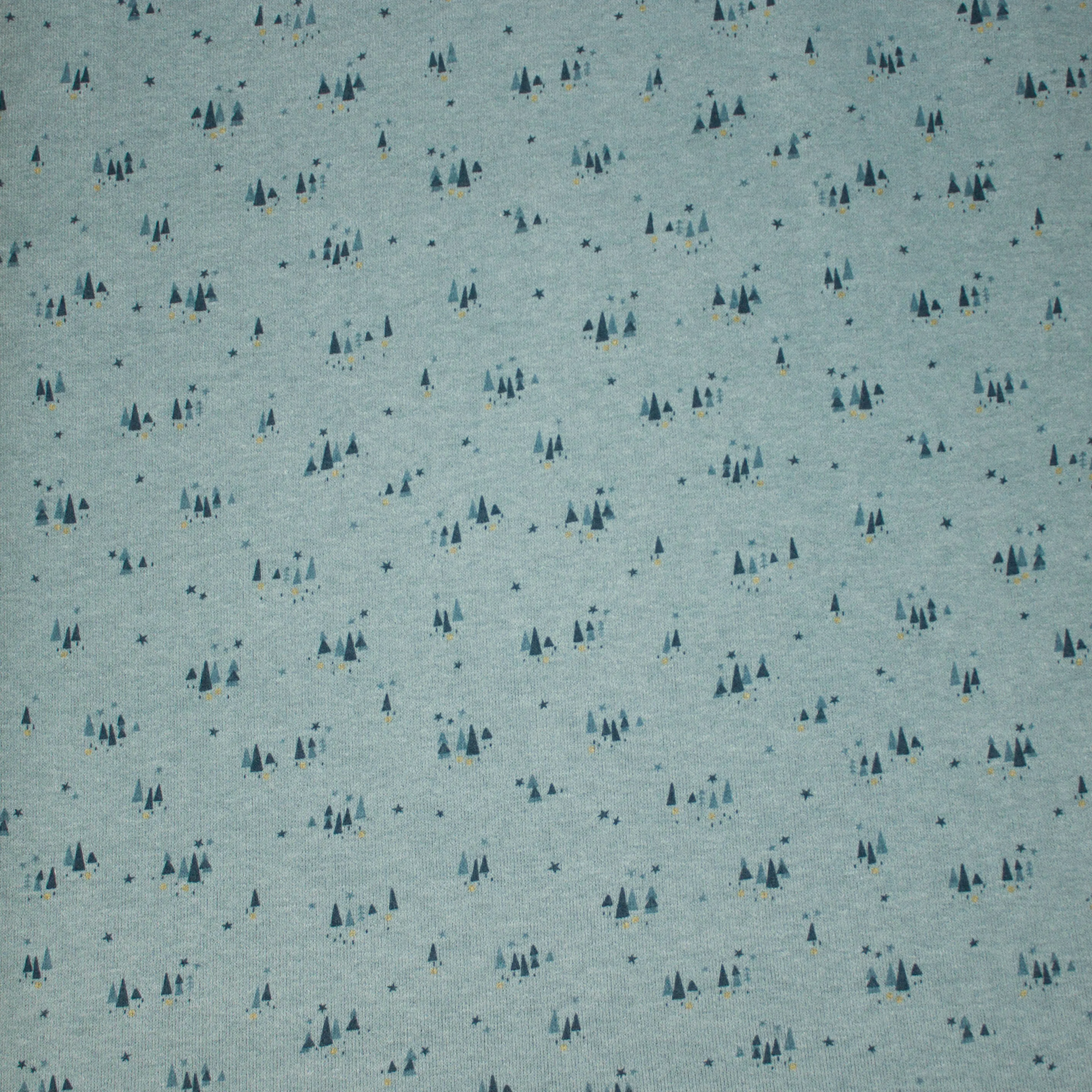 Breistof blauw met kerstbomen