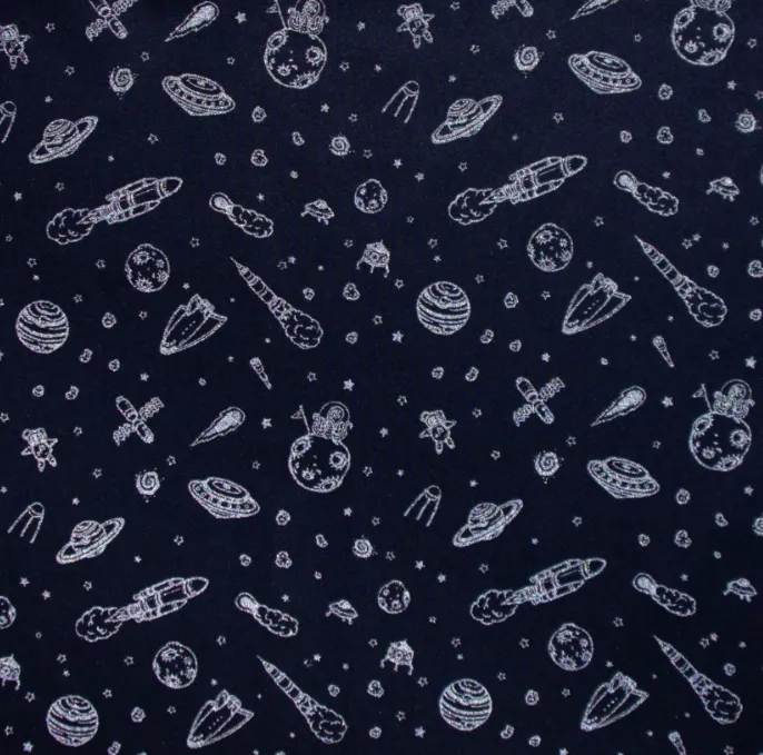 Softshell donkerblauw met reflecterende ruimtefiguren
