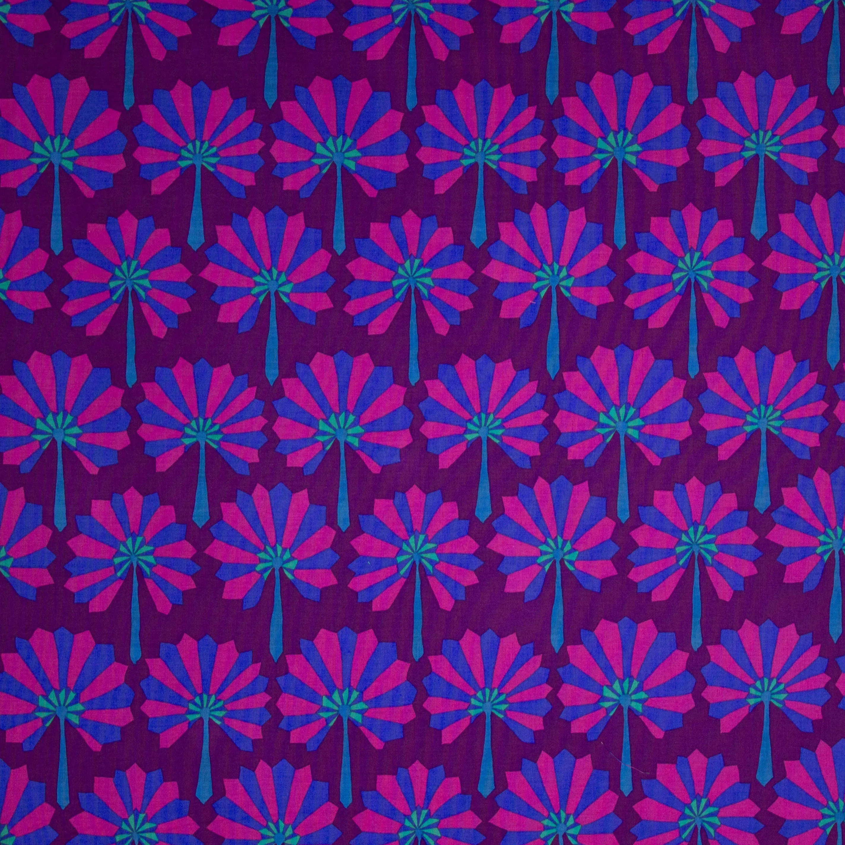 Katoen paars met blauw-roze waaier