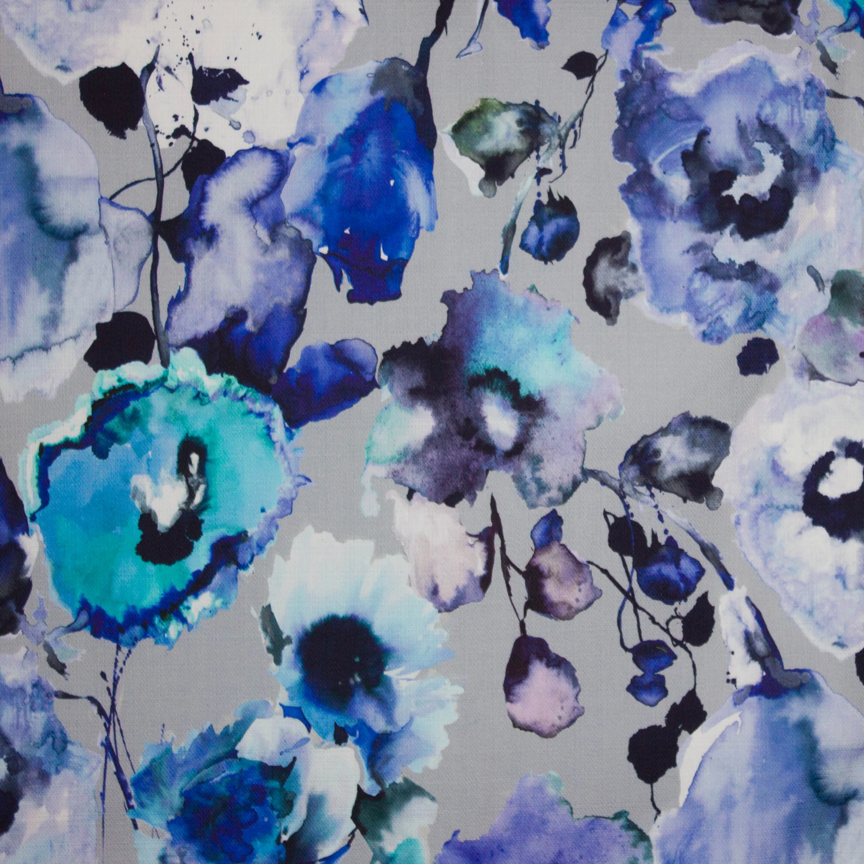 Piqué grijs aquarel bloemen motief