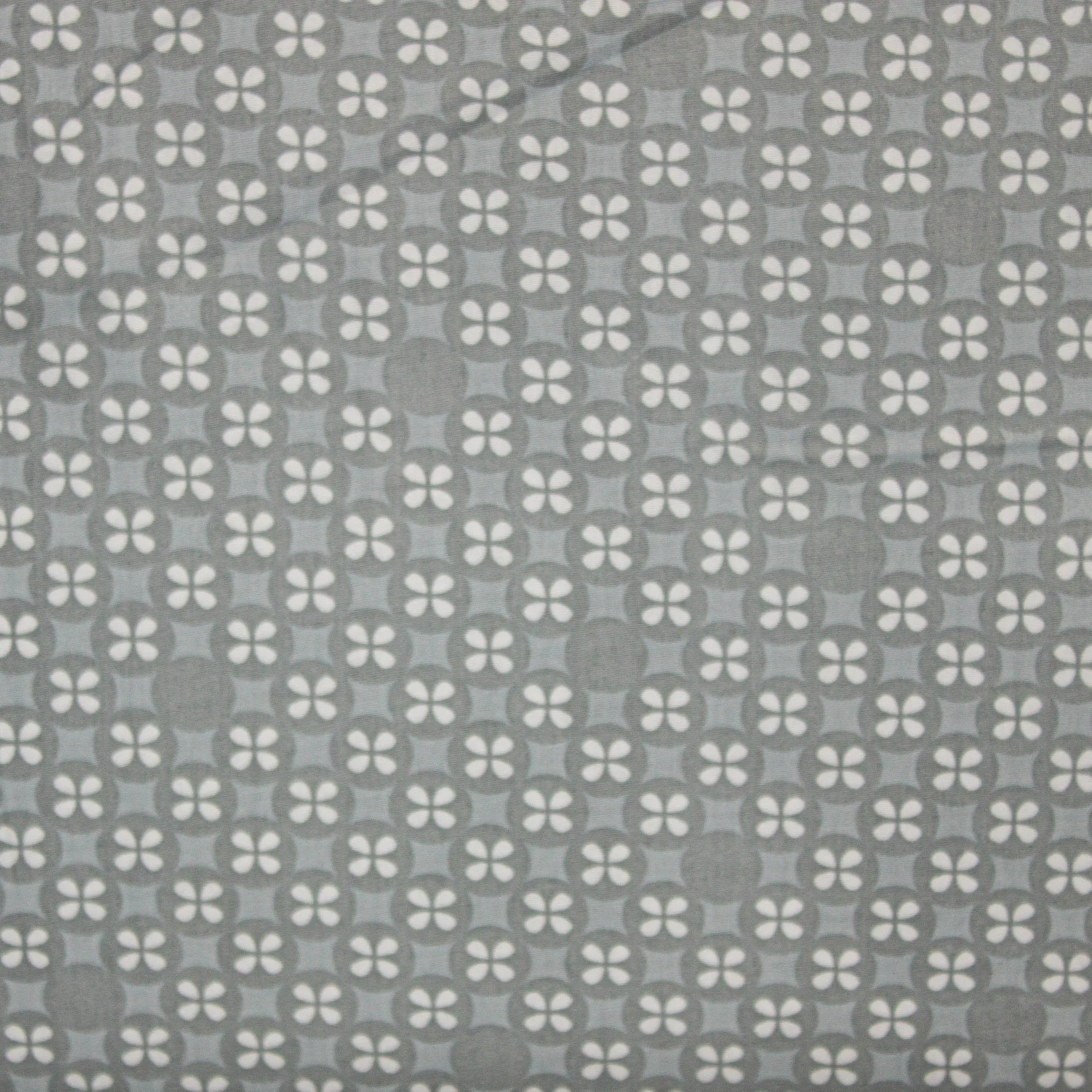 Katoen double gauze grijs met cirkelpatroon