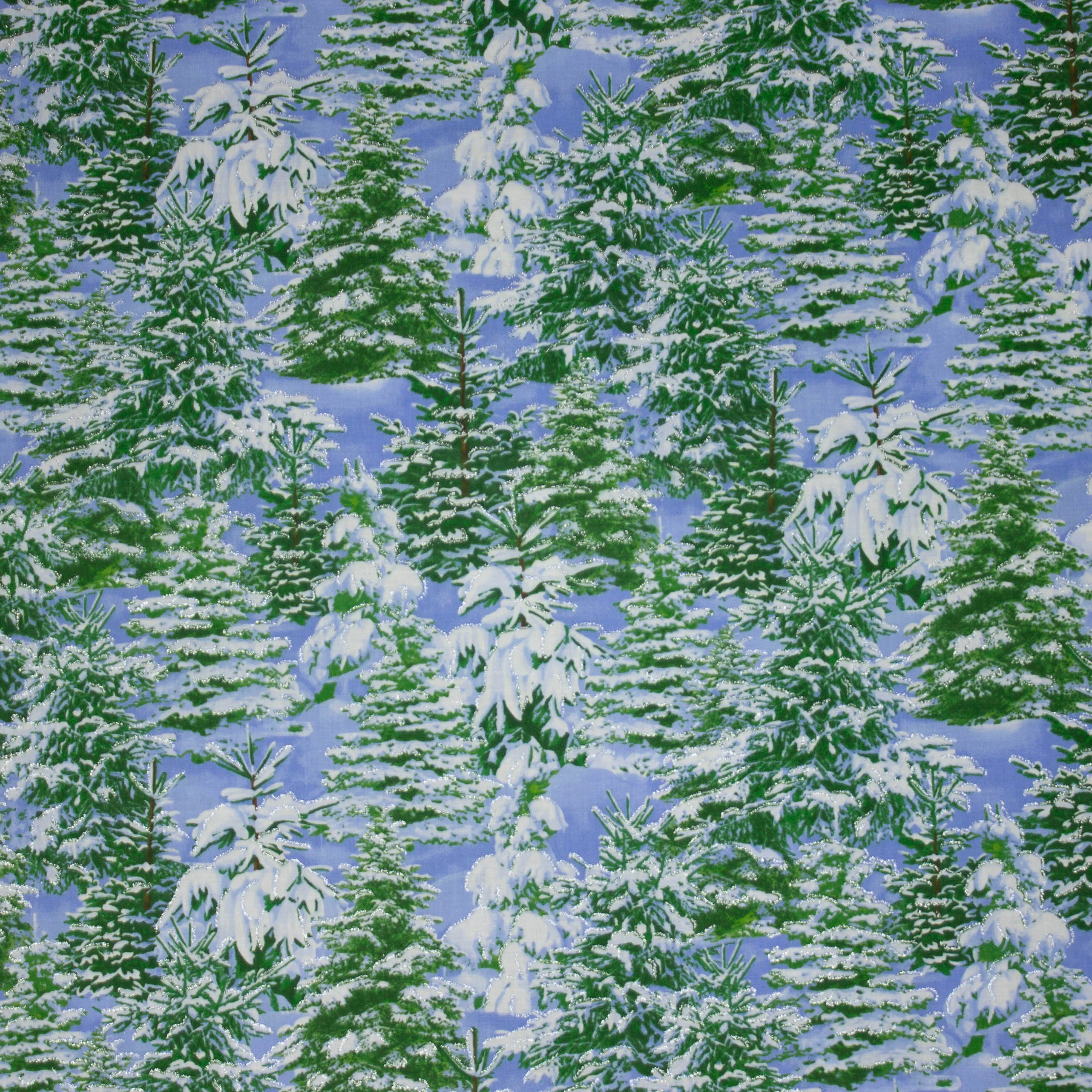 Katoen landschap sneeuw en kerstbomen met glitters