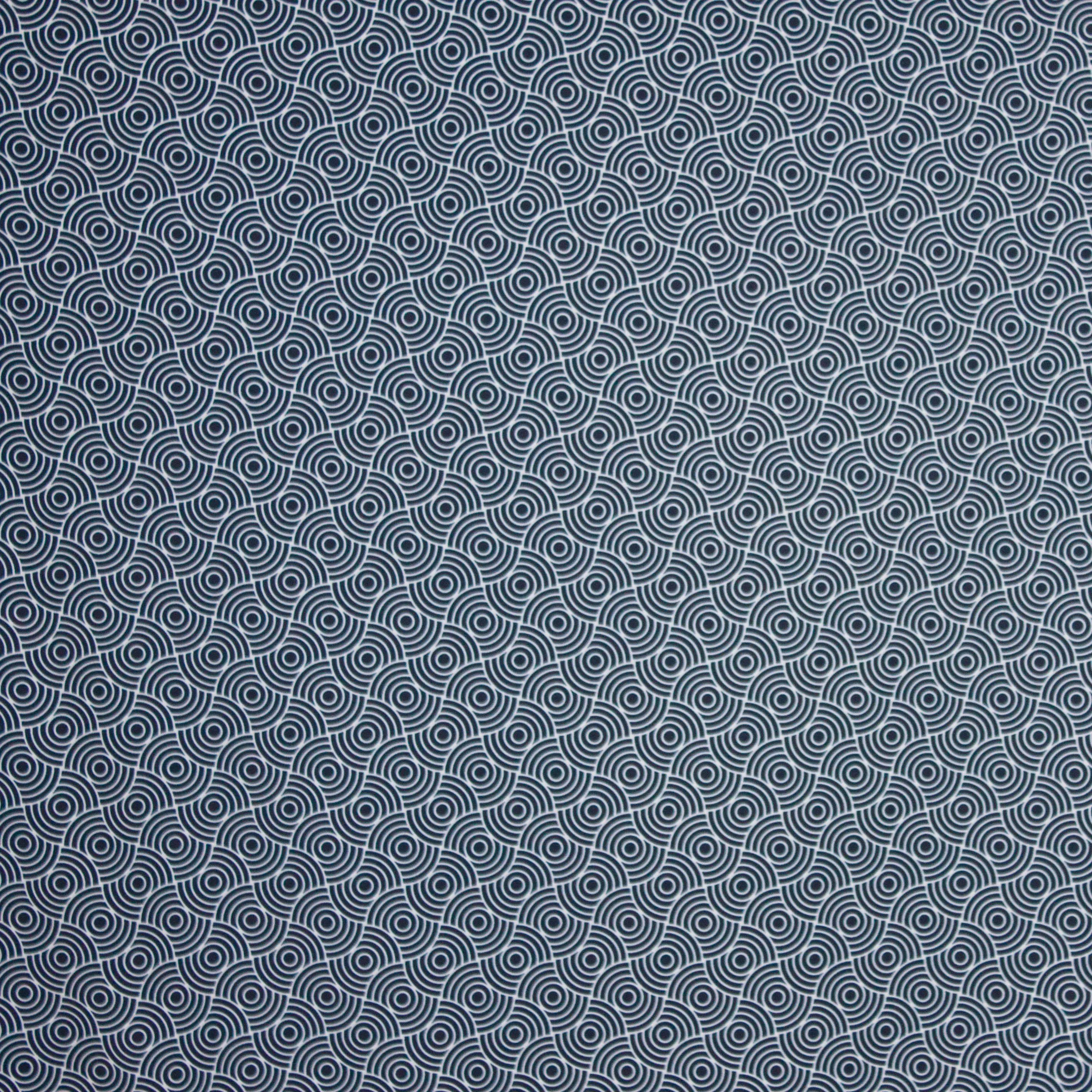 Polyester stretch blauw cirkel motief