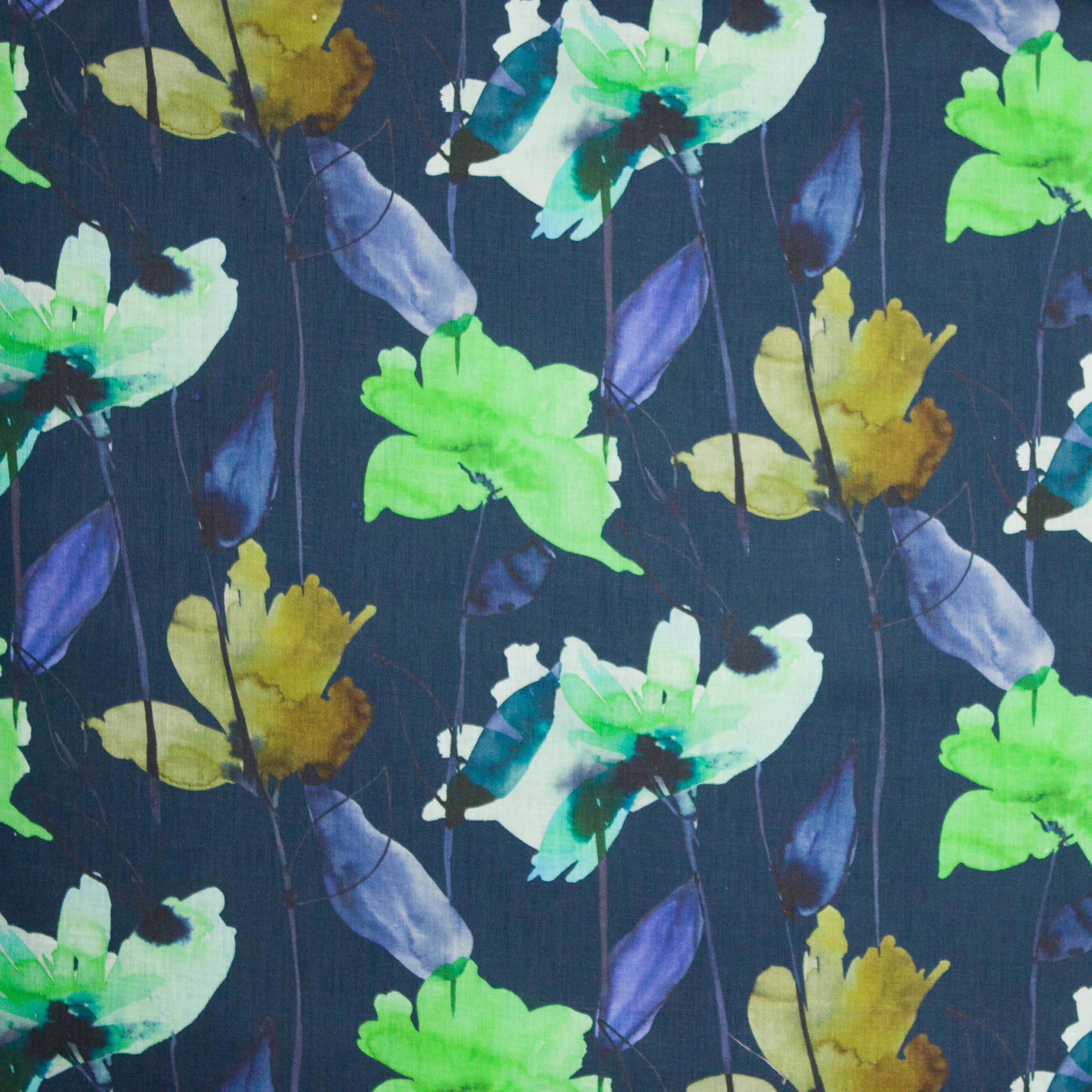 Linnen blauw bloemen motief