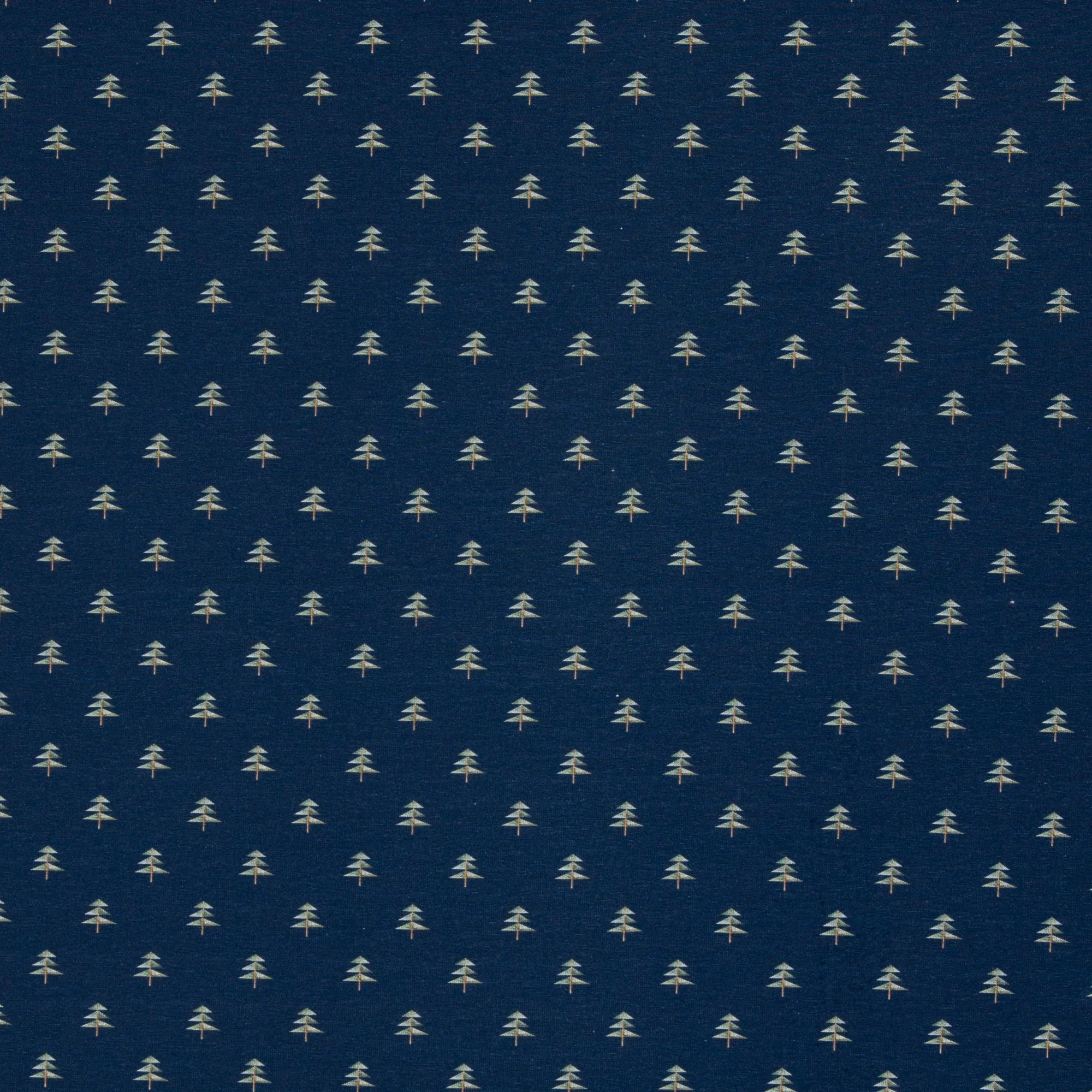 Tricot donkerblauw met kerstbomen