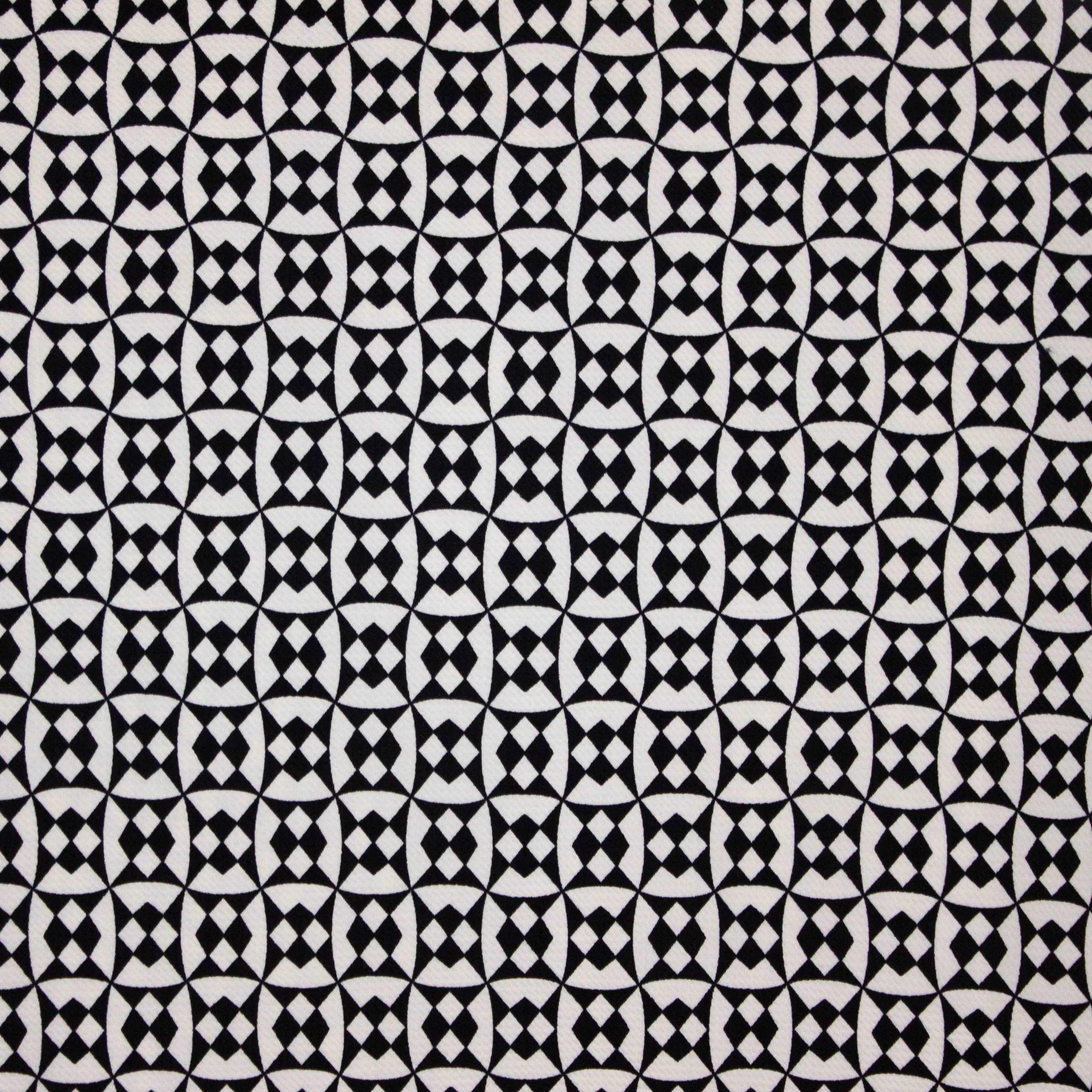 Structuurtricot wit zwart geometrisch motief