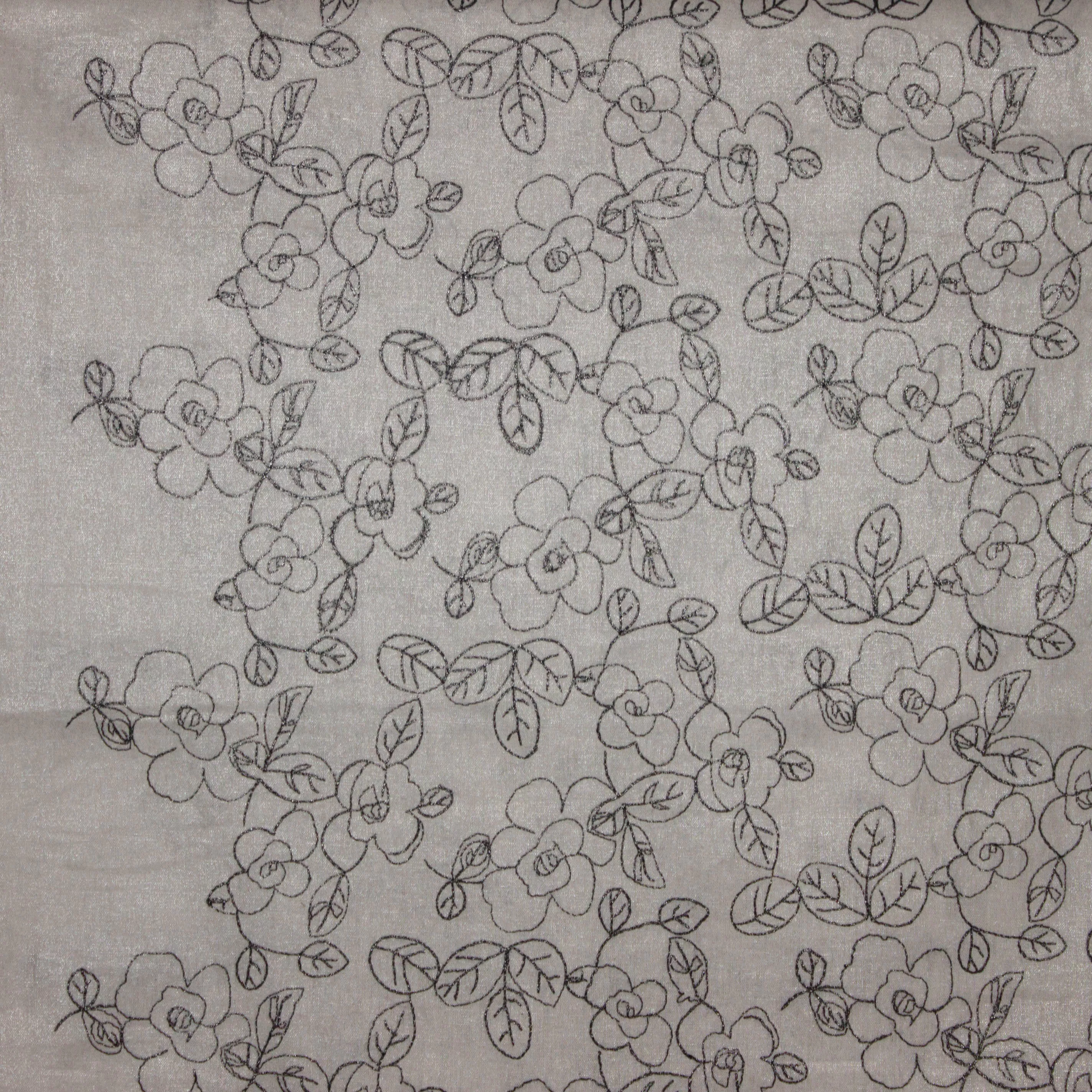 Linnen viscose bloemen geborduurd glinster