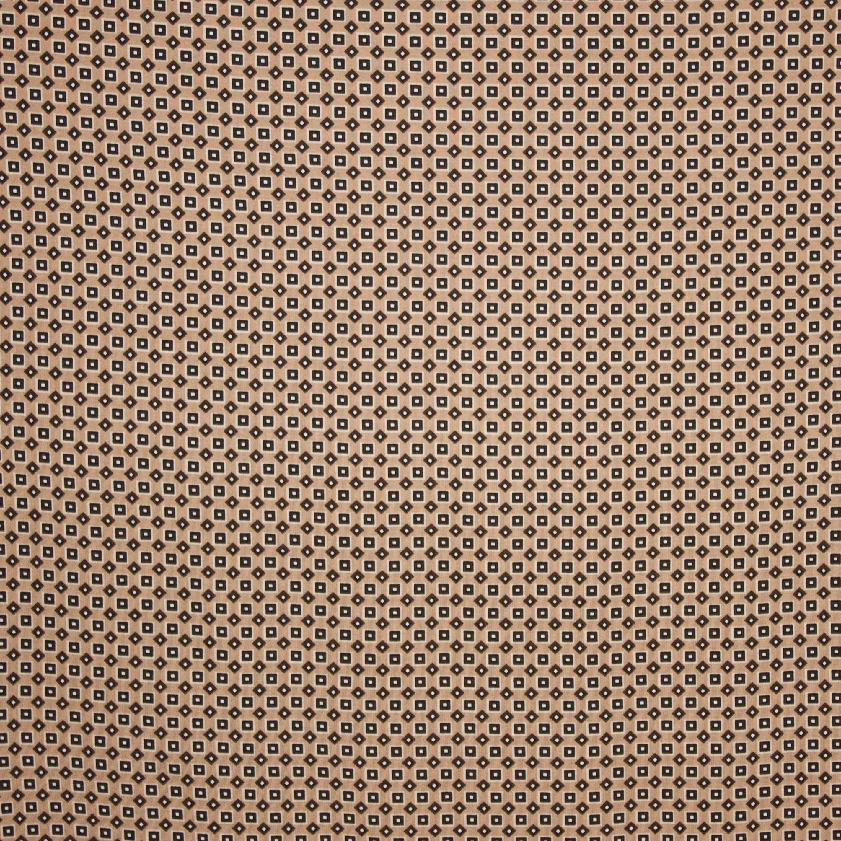 Viscose tricot beige geometrisch motief