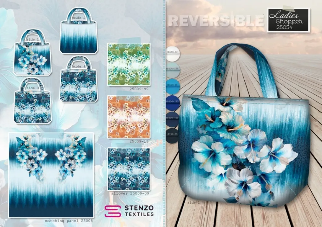 Tas blauw bloemen 'Big Tropical Floral'