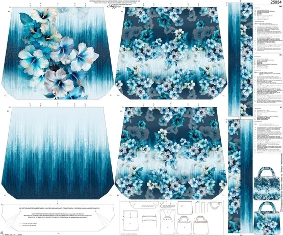 Tas blauw bloemen 'Big Tropical Floral'