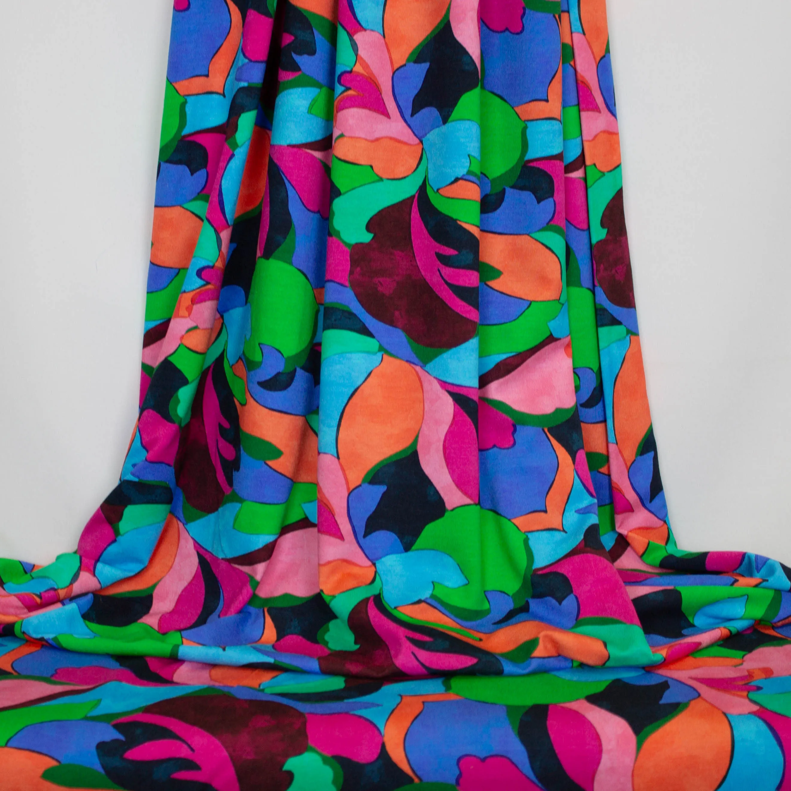 Viscose stretch met abstracte print