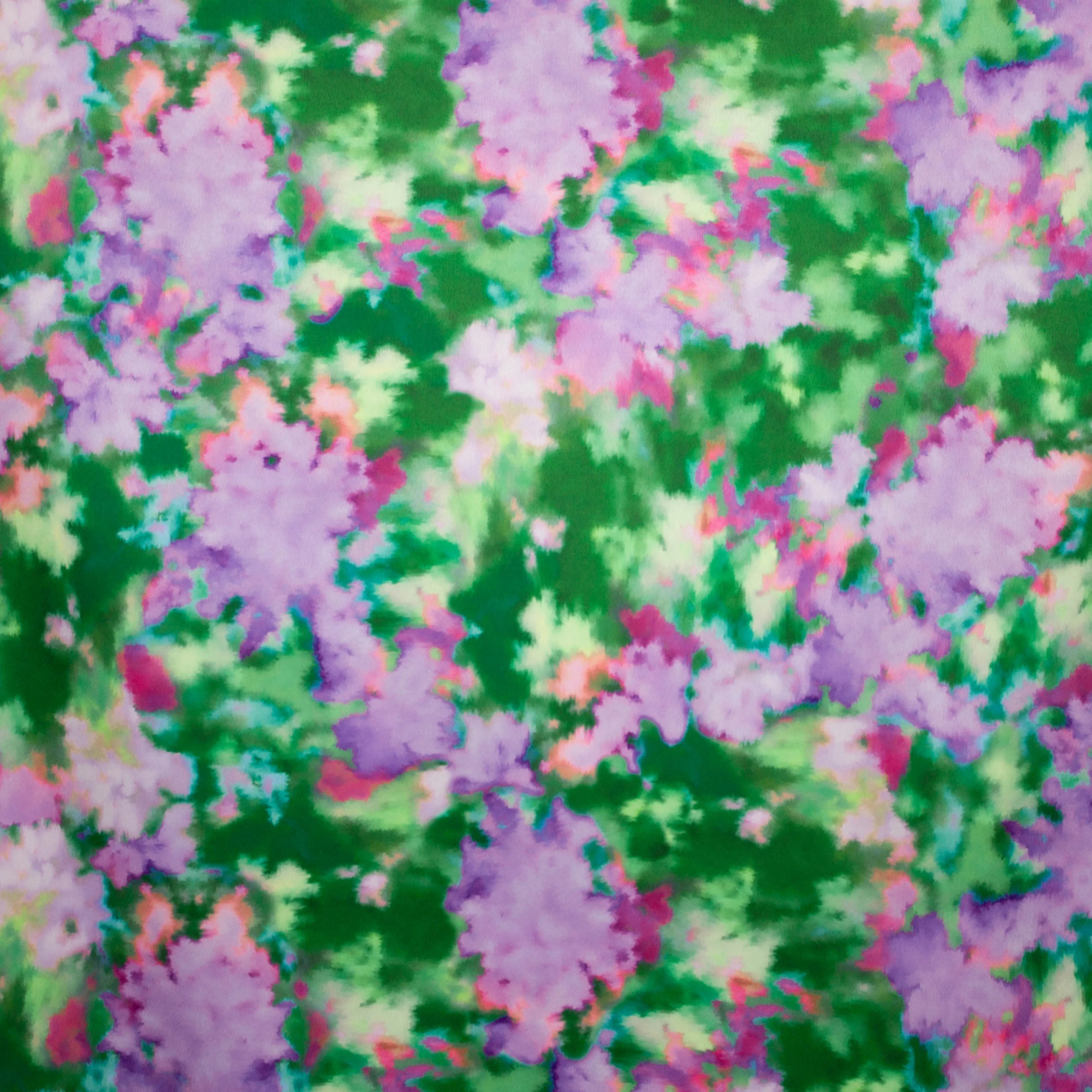 Satijn polyester met wazige groene en paarse print