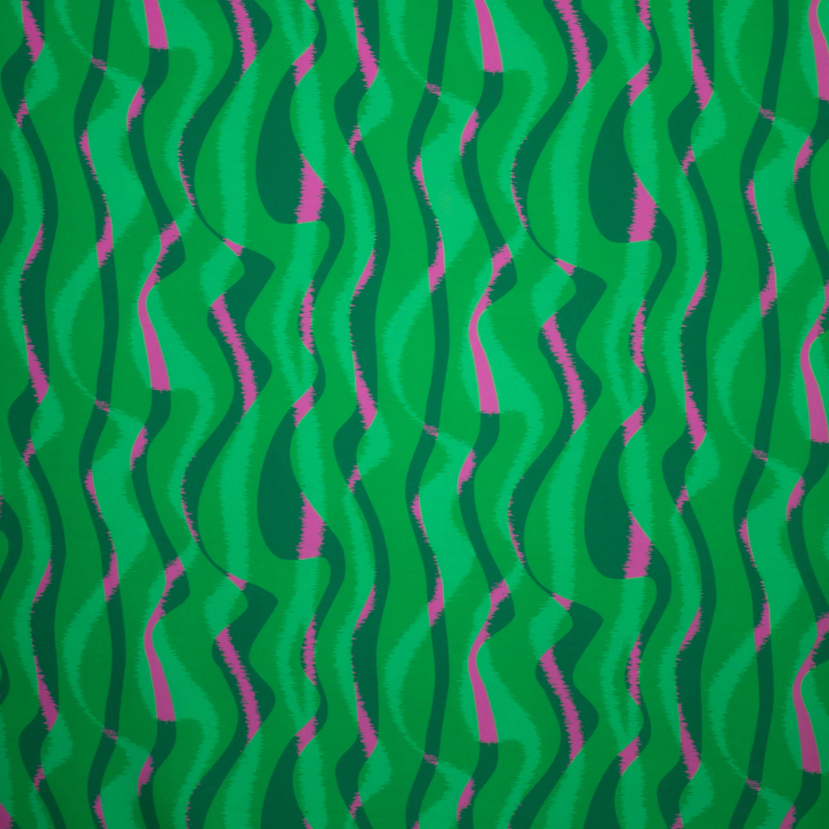 Polyester crepe groen golvende print