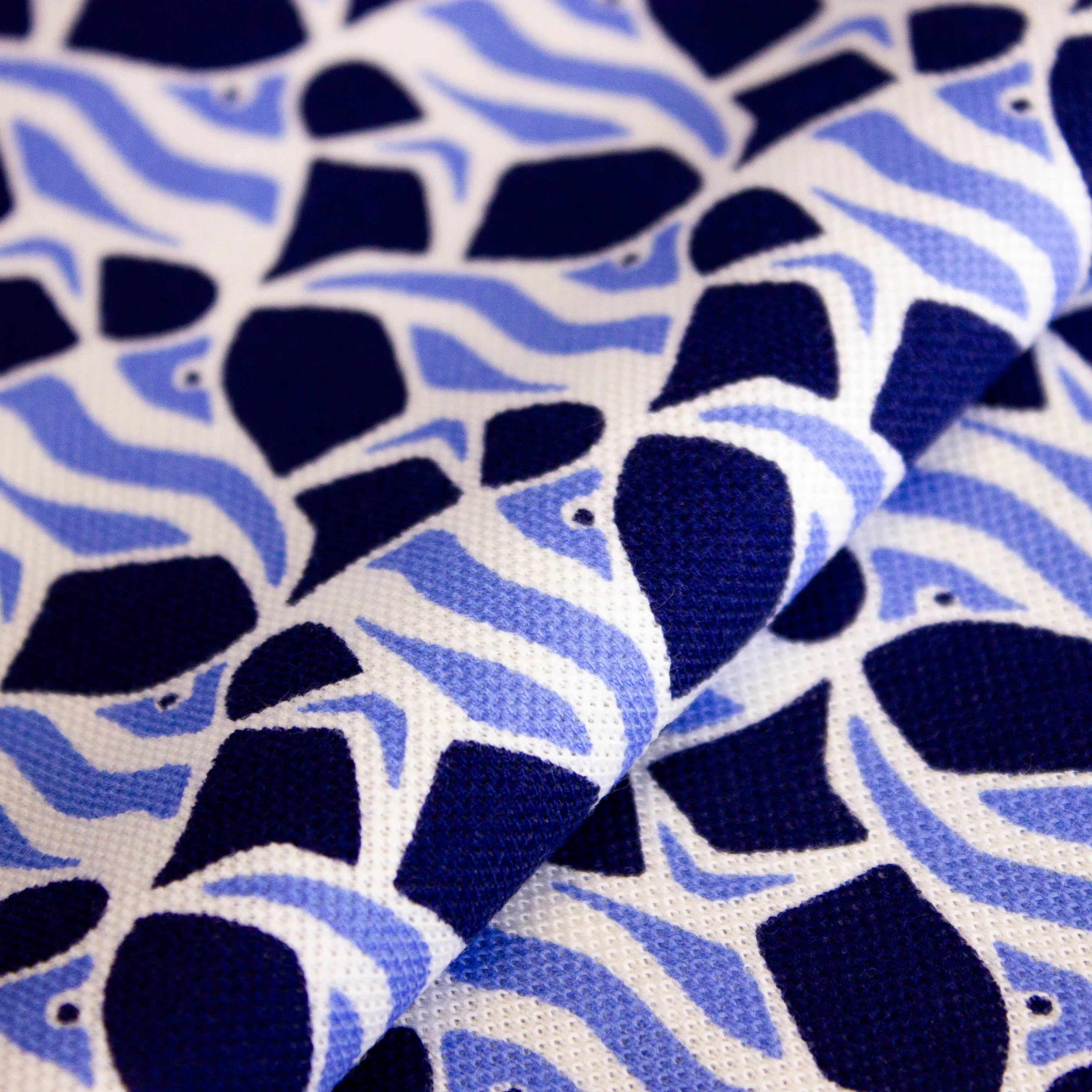 Polo tricot donkerblauw met blauwe vissen - Katia