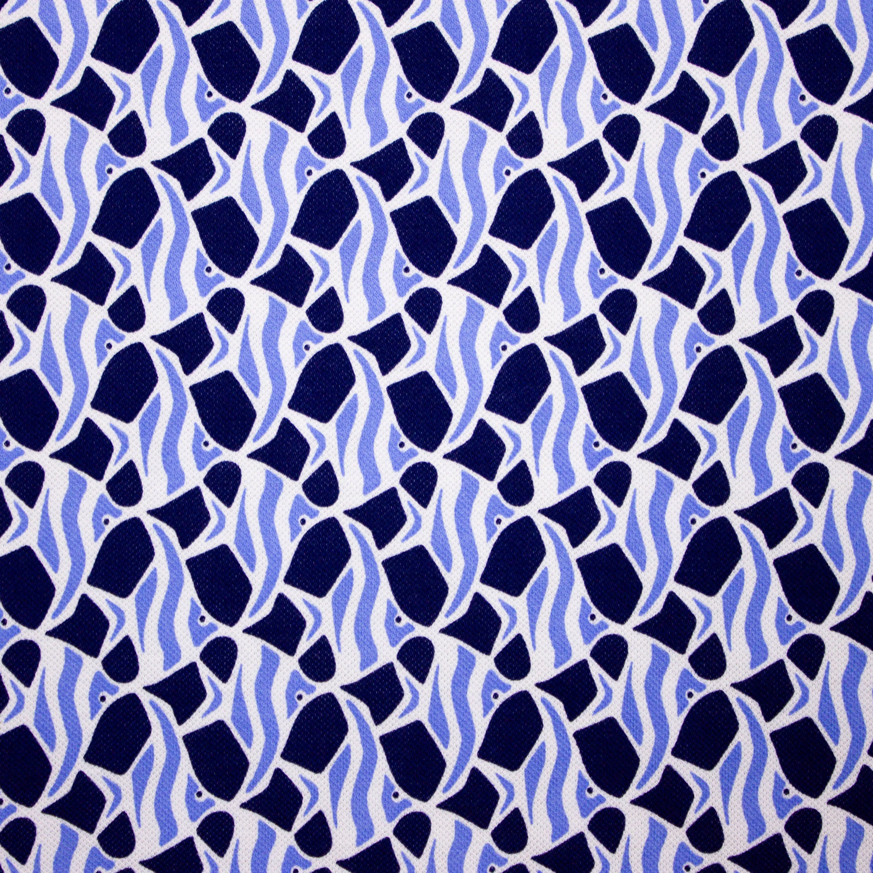 Polo tricot donkerblauw met blauwe vissen - Katia