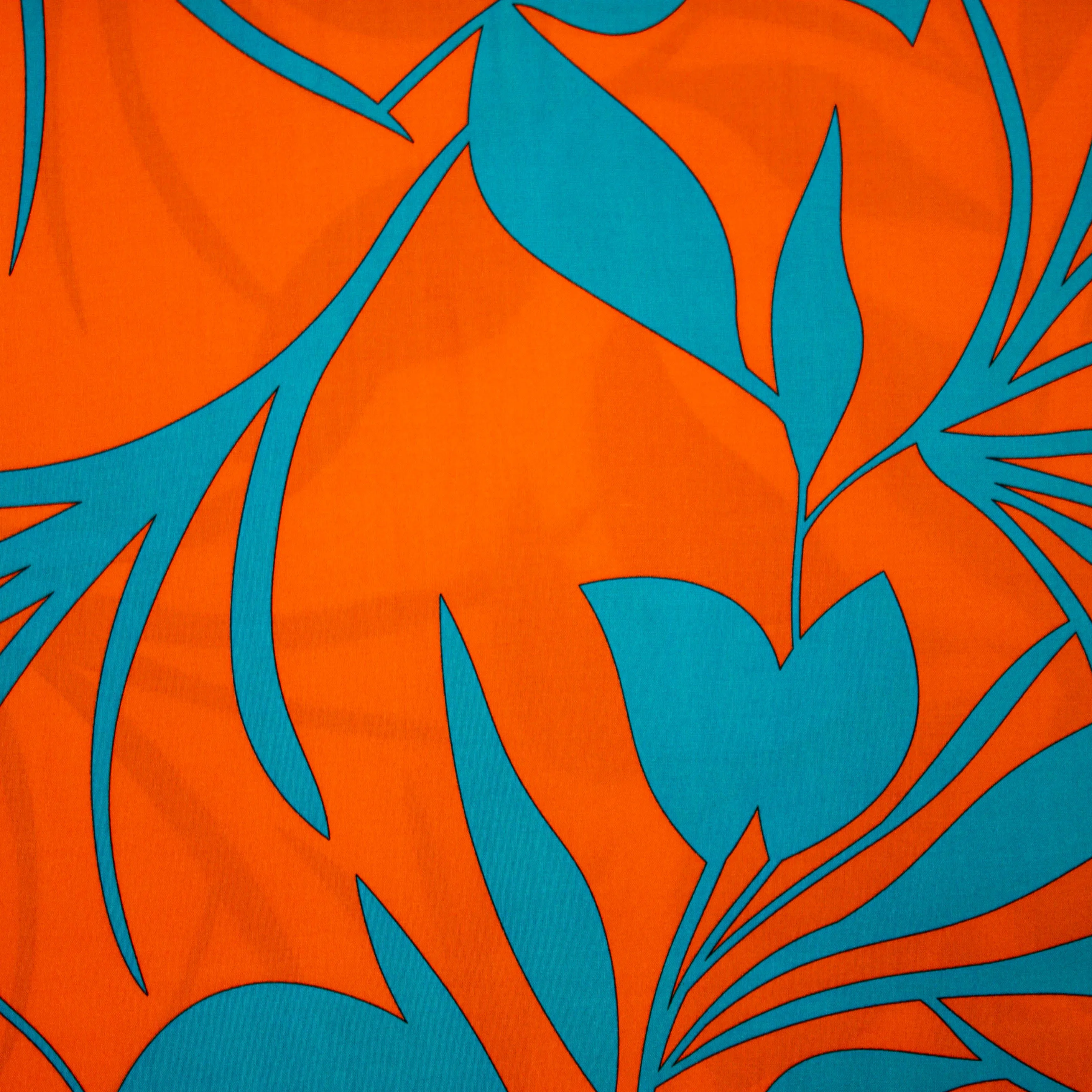 Viscose oranje met blauwe planten - Katia