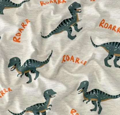 Tricot grijs met dinosauriërs