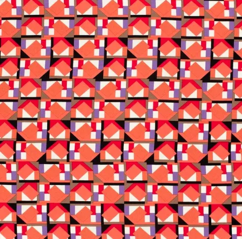 Viscose satijn abstract koraal patroon  -  B*Trendy