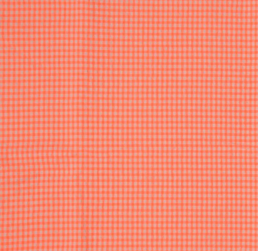 Katoen fluo roze kleine ruitjes  -  Knipmode