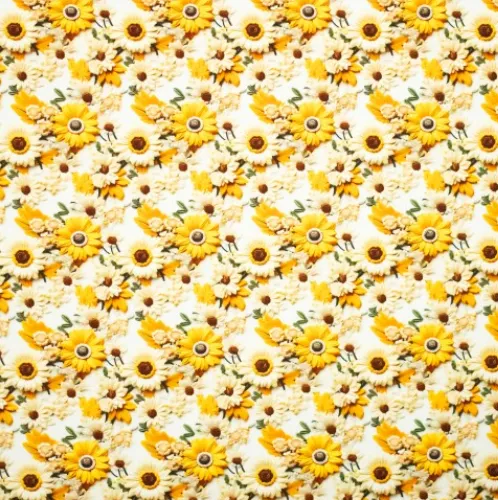 Canvas gele 3D bloemen