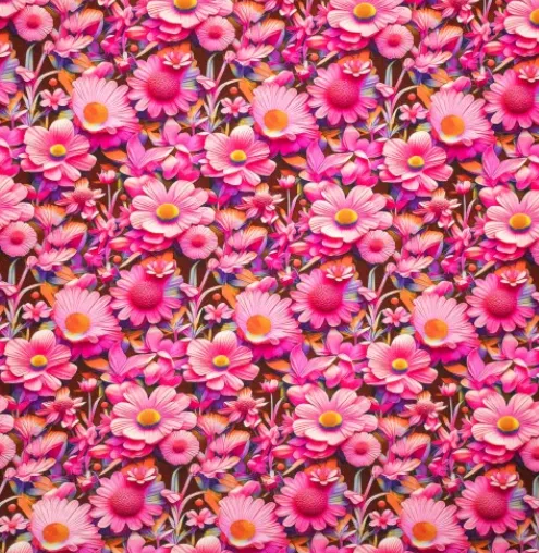Tricot roze 3D bloemen