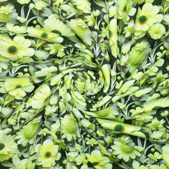 Tricot groen 3D bloemen