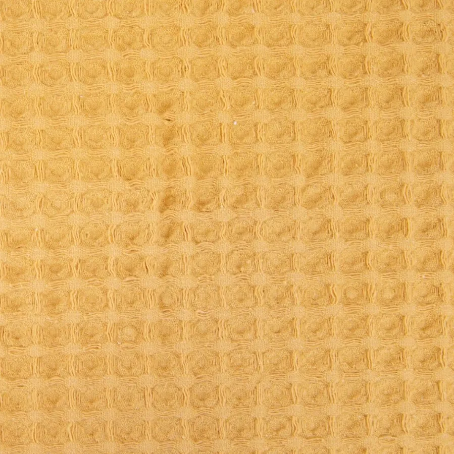 Wafelstof katoen mosterd geel  -  Katia